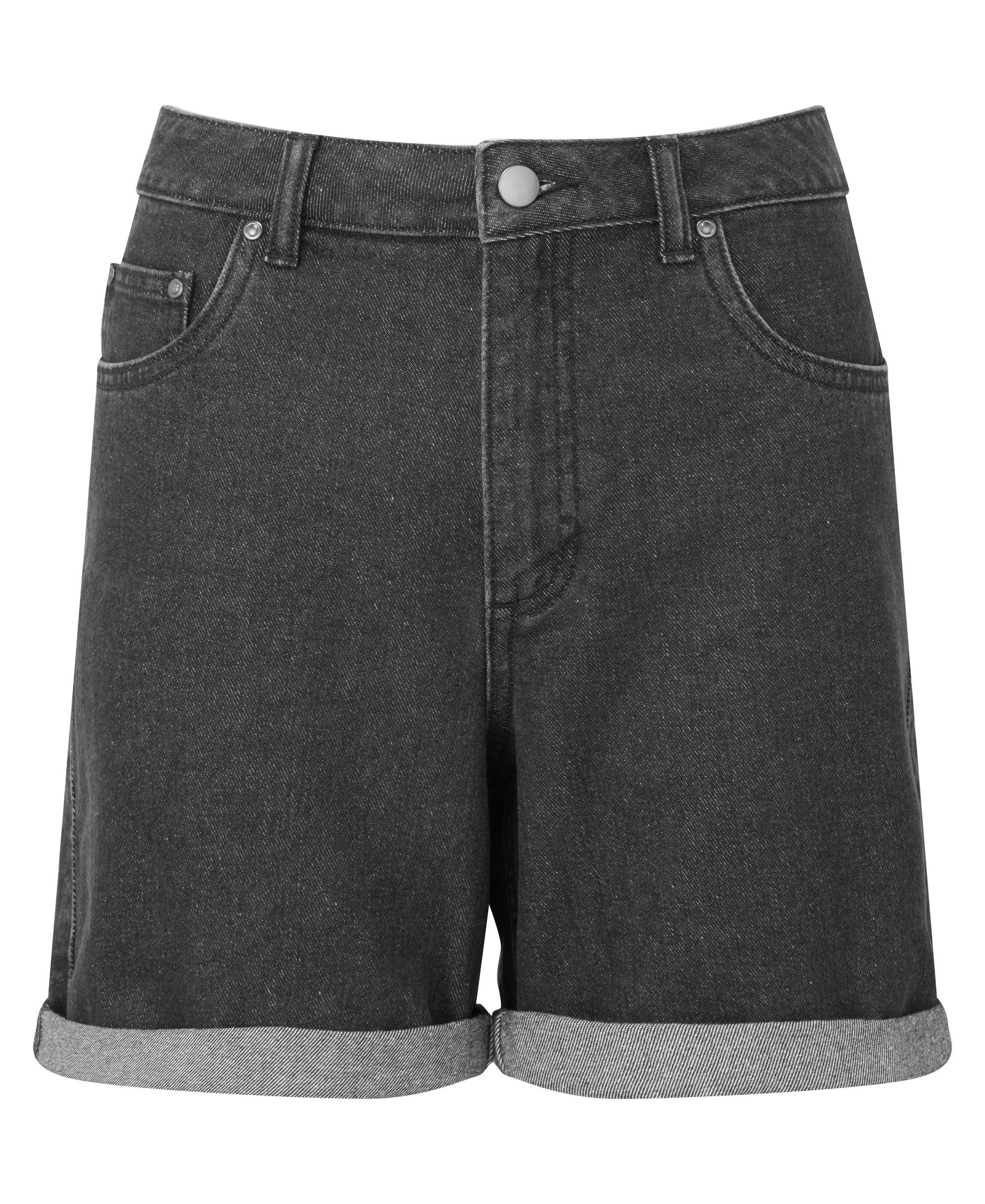 Wombat Women's Denim Shorts with Contrast Stitching and Brass Details