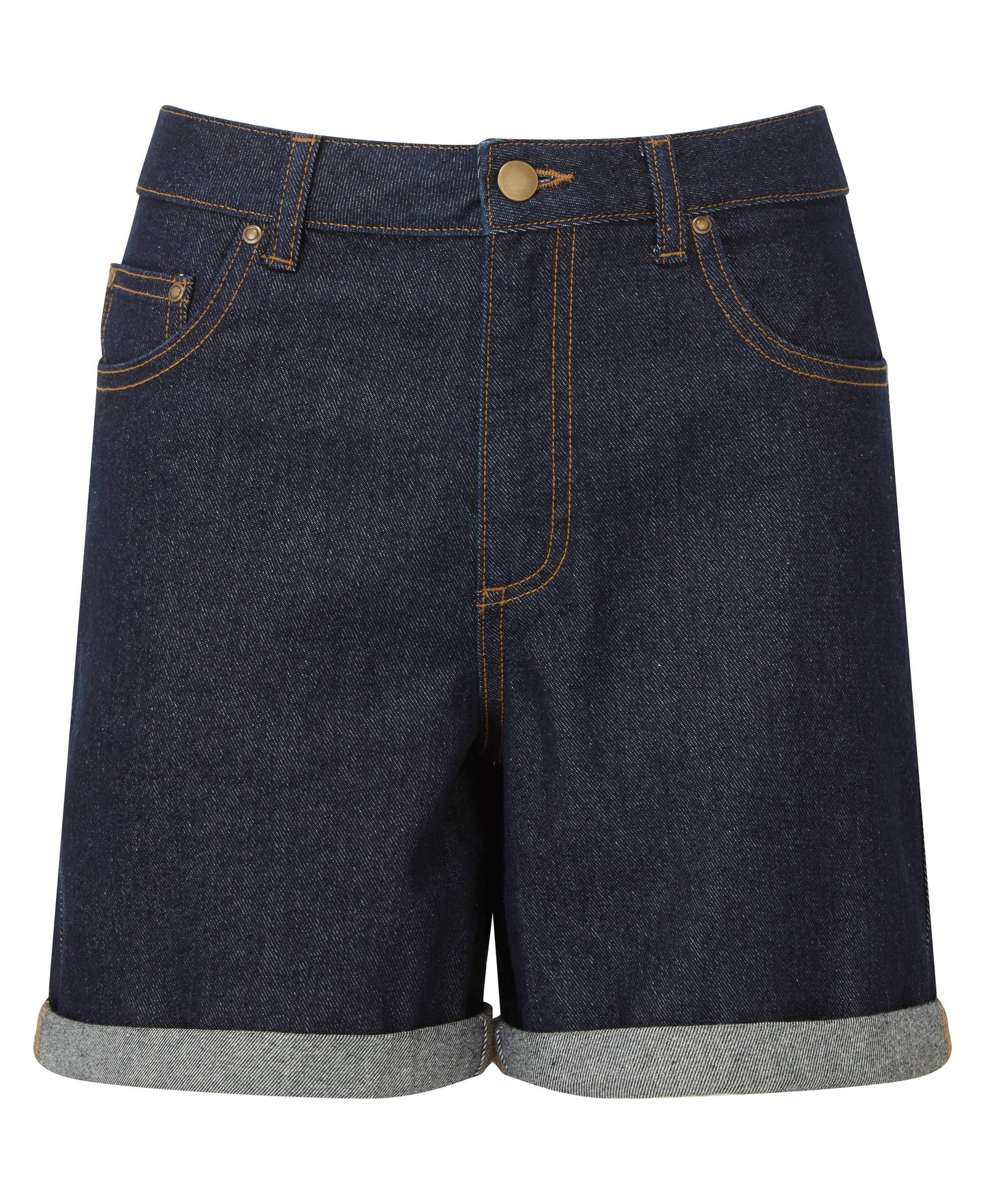 Wombat Women's Denim Shorts with Contrast Stitching and Brass Details