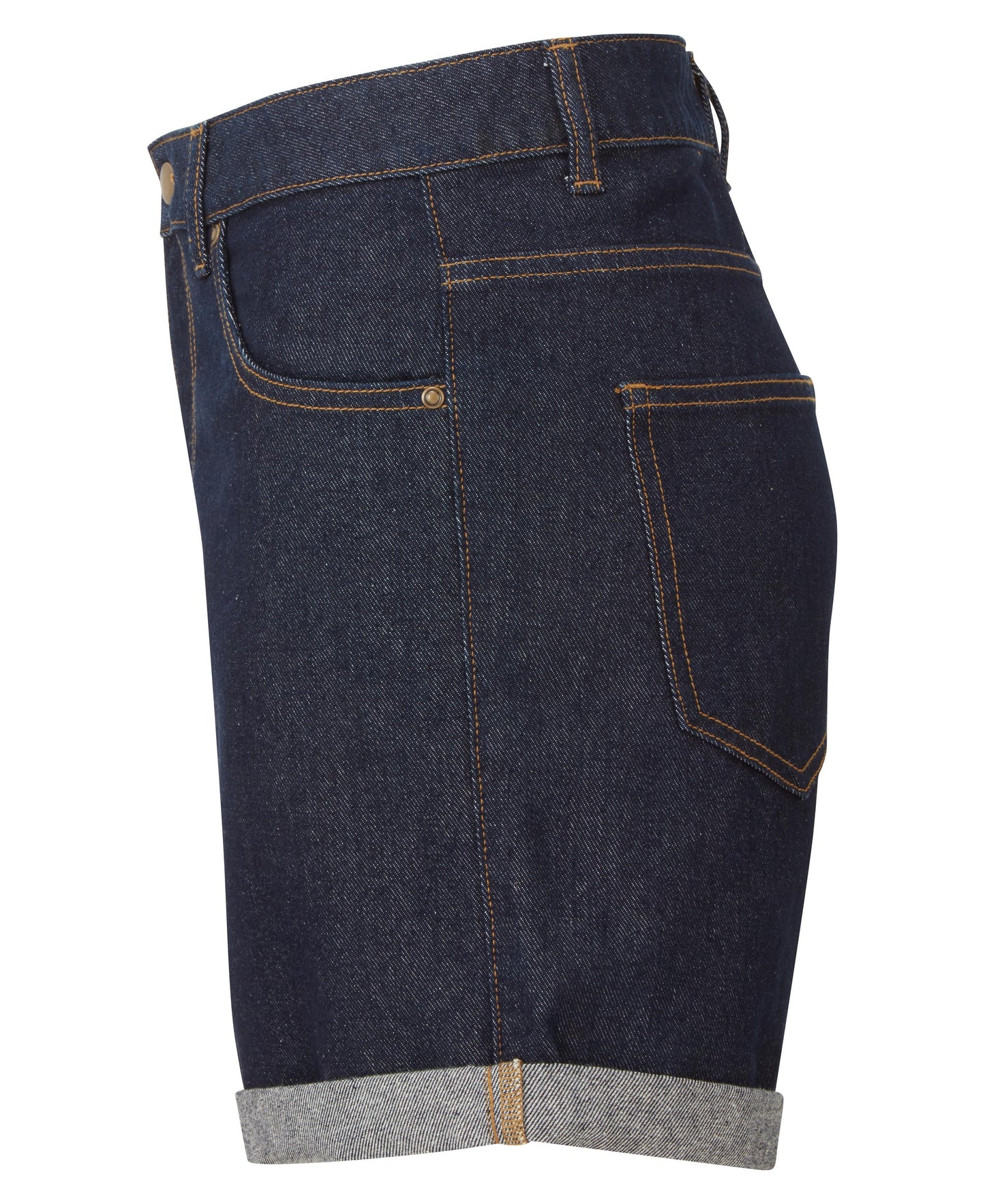 Wombat Women's Denim Shorts with Contrast Stitching and Brass Details