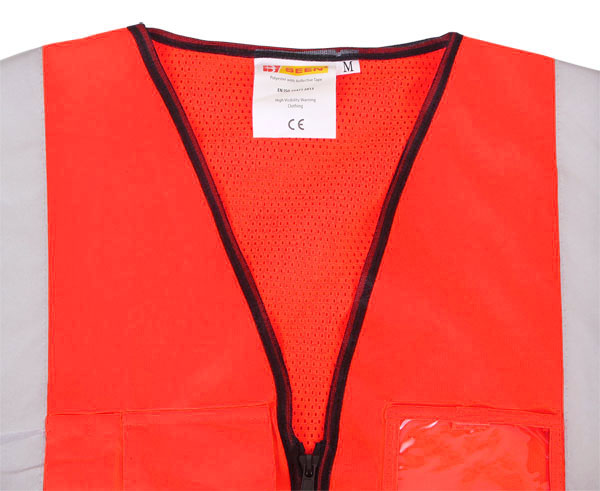 Beeswift Hi Vis Executive Vest Polyester Zip Front Reflective Pockets ID Pouch