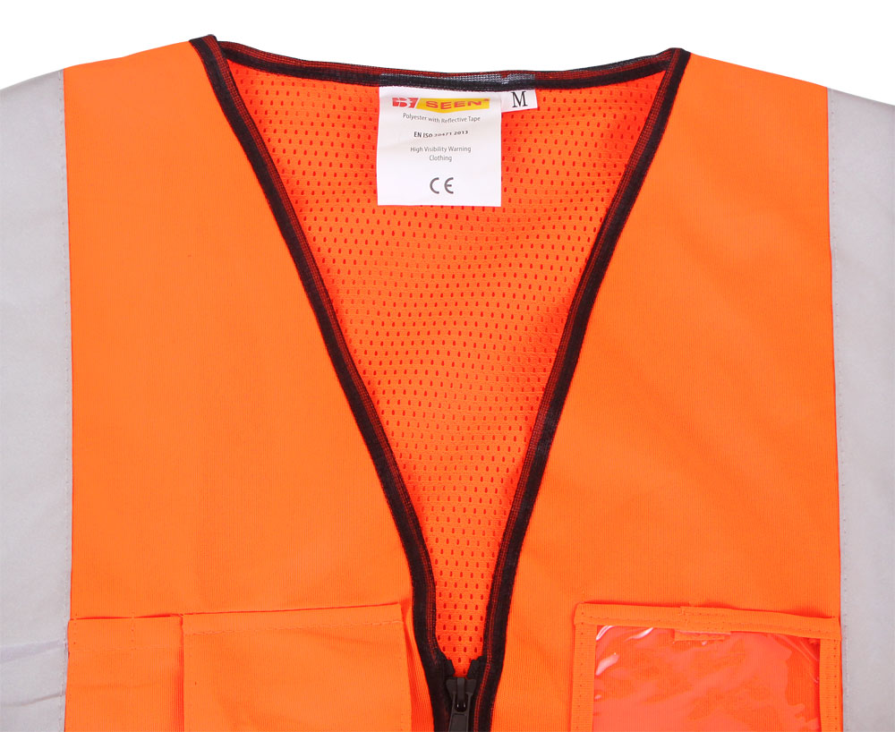 Beeswift Hi Vis Executive Vest Polyester Zip Front Reflective Pockets ID Pouch