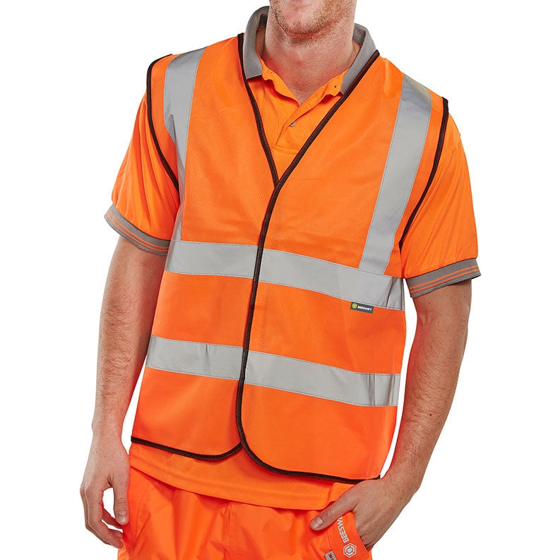 Beeswift Bseen EN ISO 20471 High Visibility Vest Orange Bulk Pack 100% Polyester