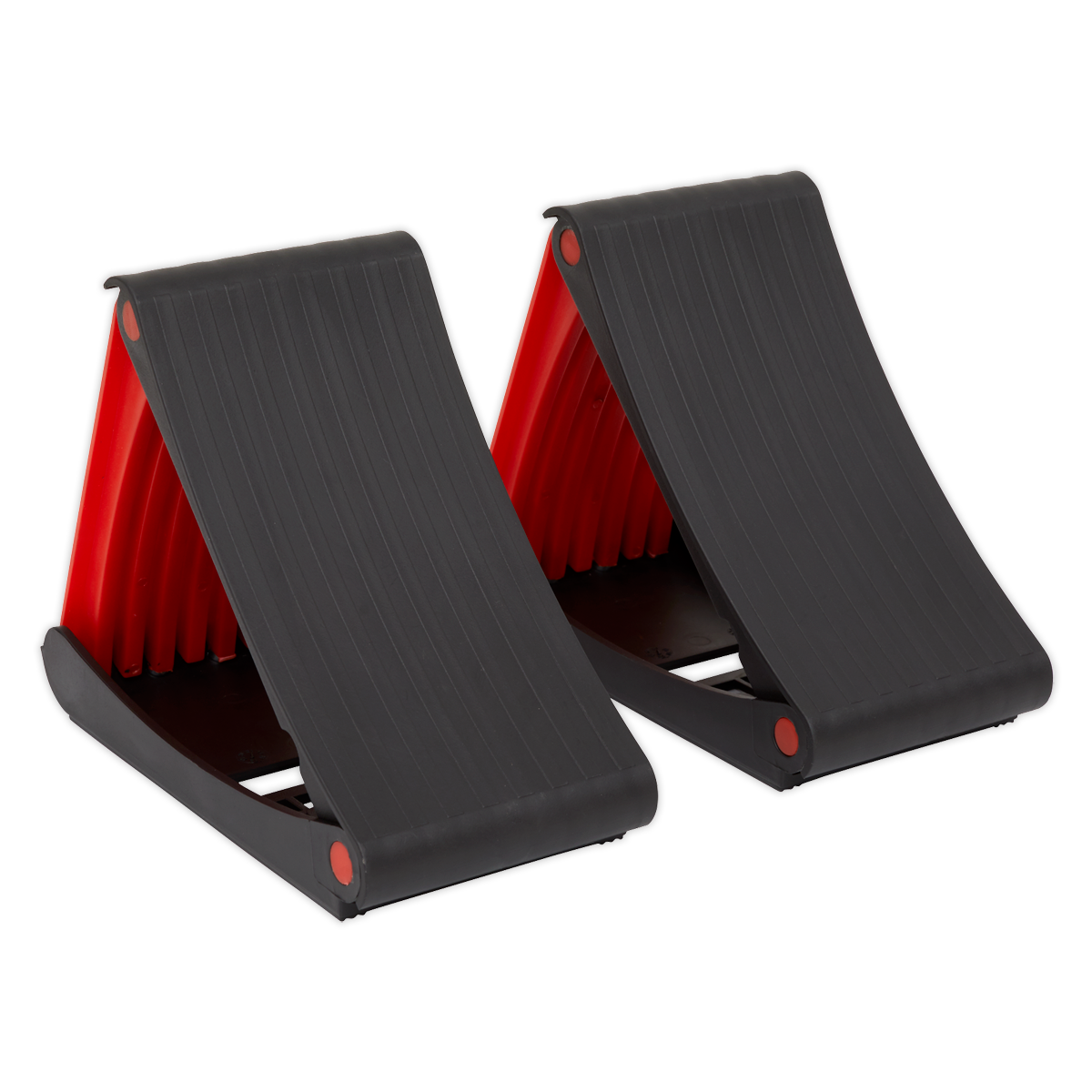Sealey Folding Wheel Chocks Pair Compact Emergency Use Flat Storage WCF01