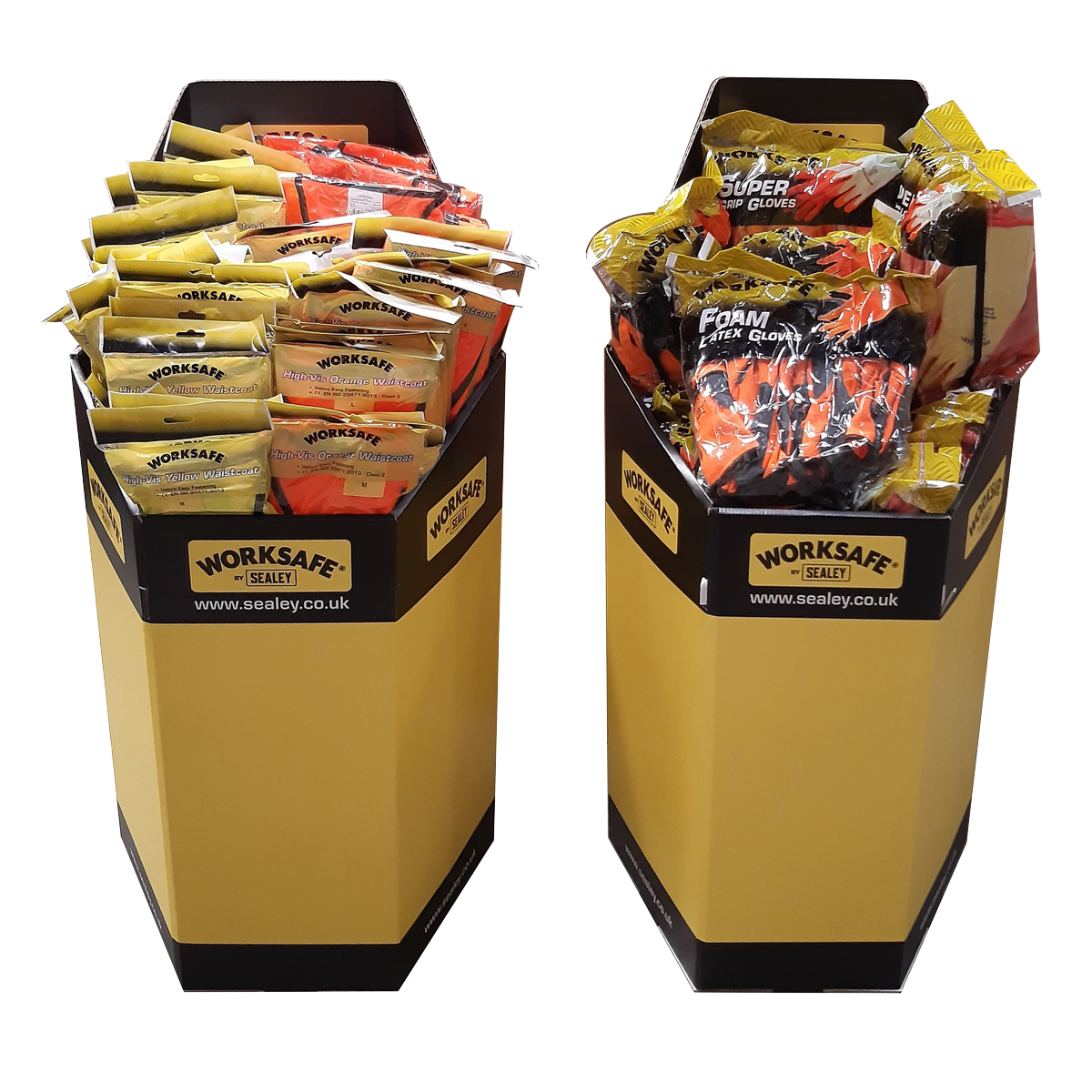 Sealey Hi-Vis Waistcoat Set with Dump Bin - Yellow & Orange Sizes M-XXL