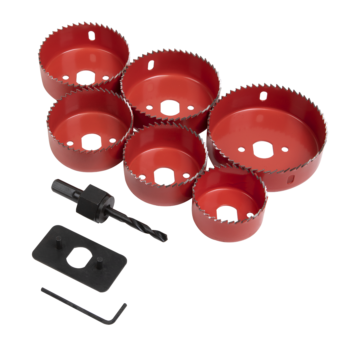 Sealey 9pc Downlight Hole Saw Kit with Mandrel and Pilot Drive WDLK