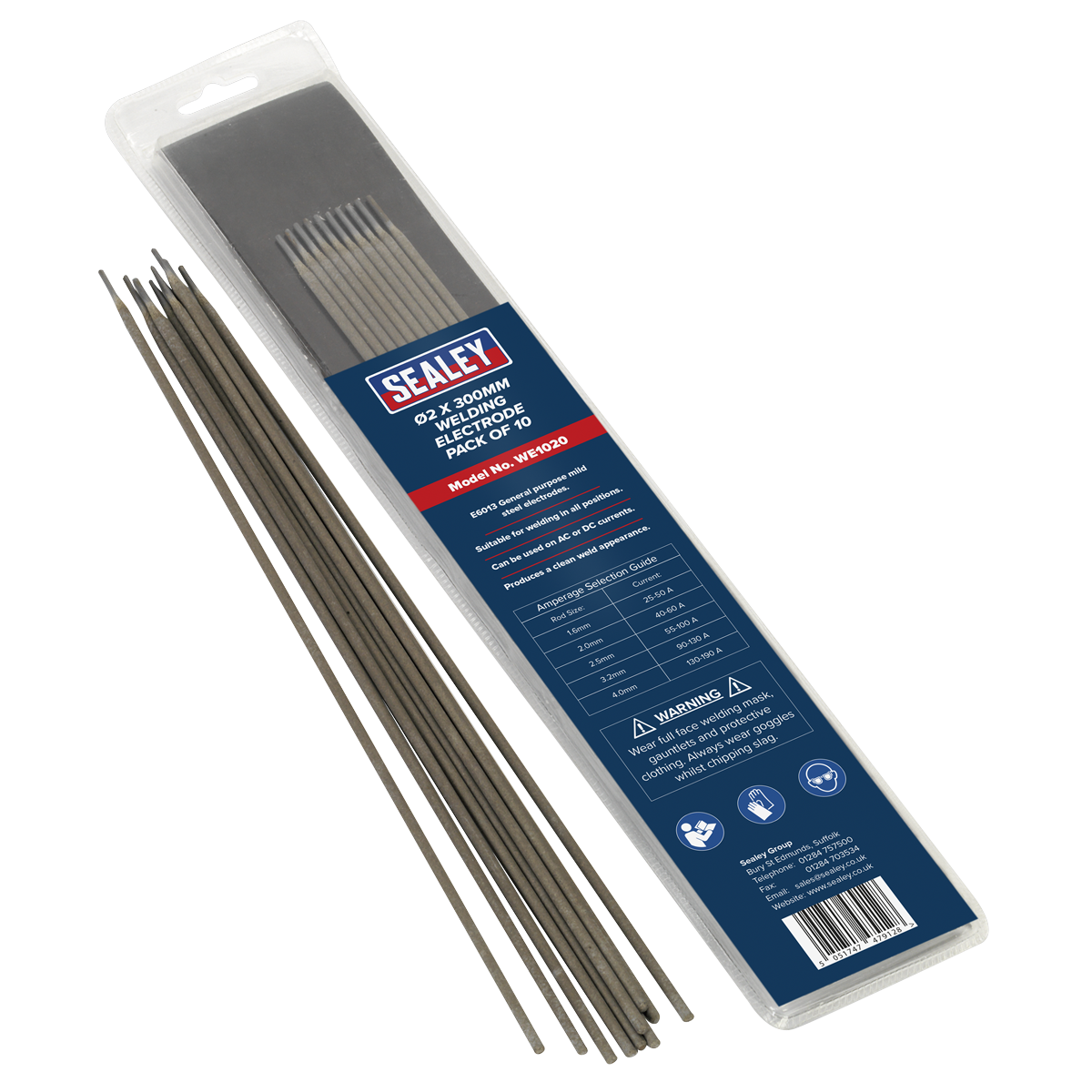 Sealey E6013 Welding Electrodes Ã˜2 x 300mm Pack of 10 for All Positions