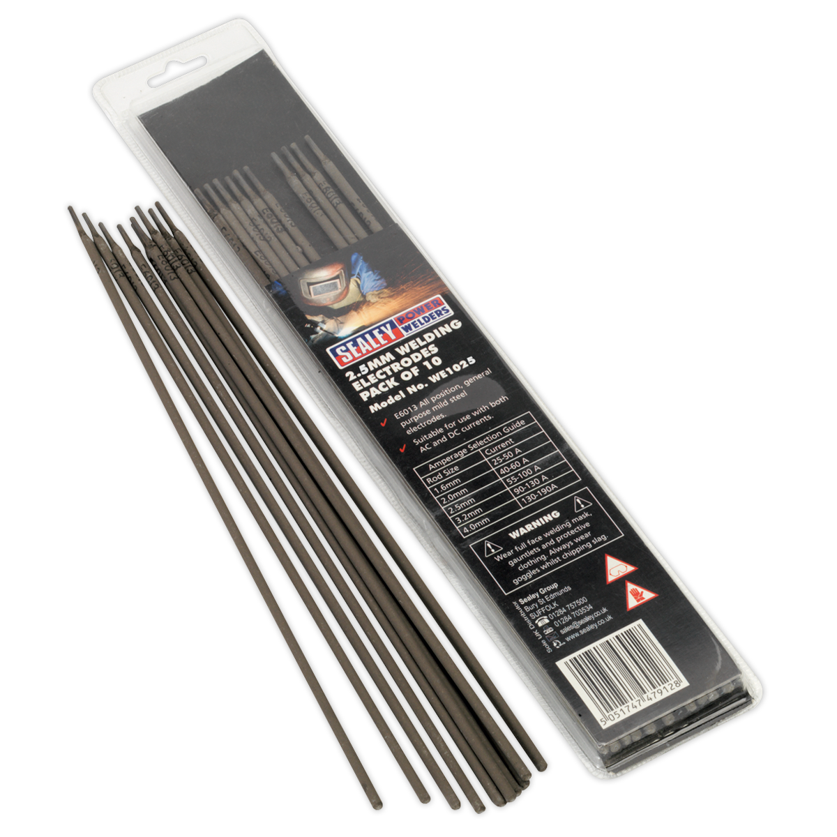 Sealey E6013 Welding Electrodes Ã˜2.5 x 300mm Pack of 10 for All Positions