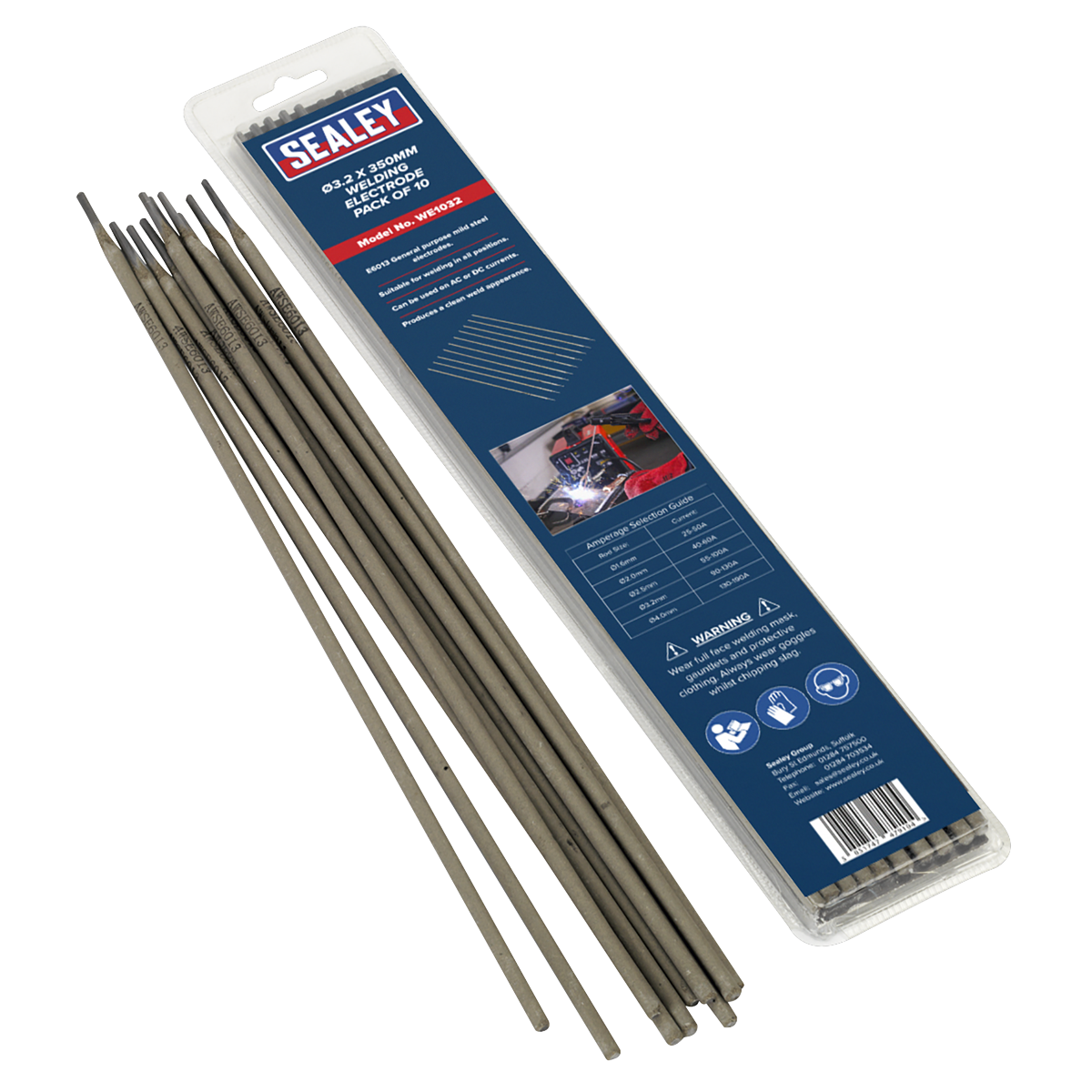 Sealey E6013 Welding Electrodes Ã˜3.2 x 350mm Pack of 10 for All Positions