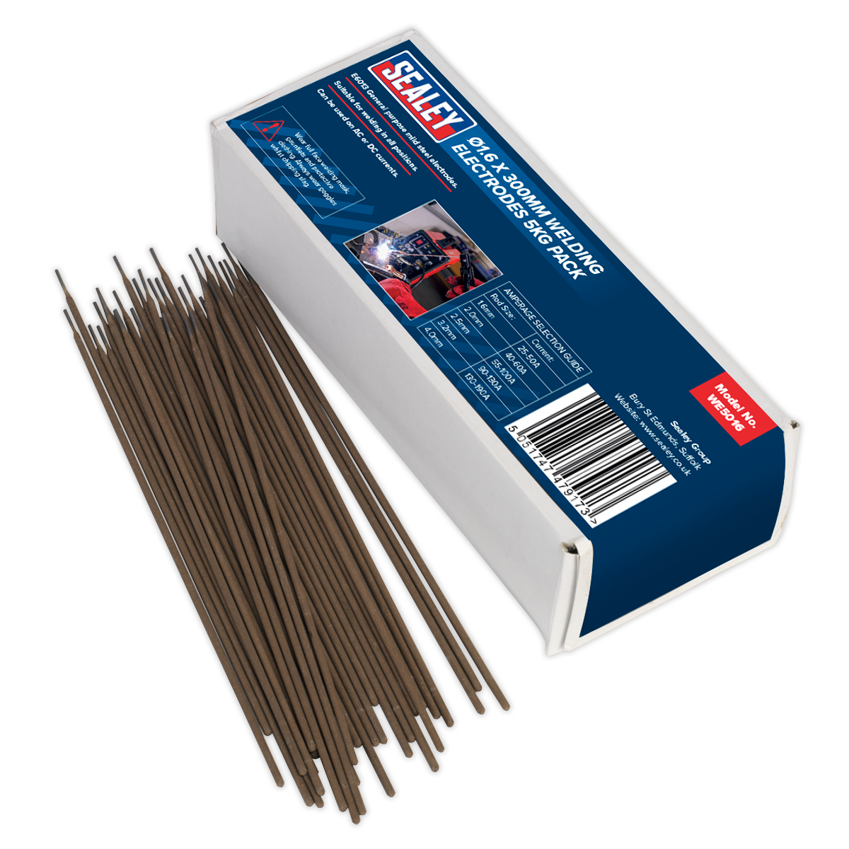 Sealey E6013 Welding Electrodes Ã˜1.6 x 300mm 5kg Pack for All Positions