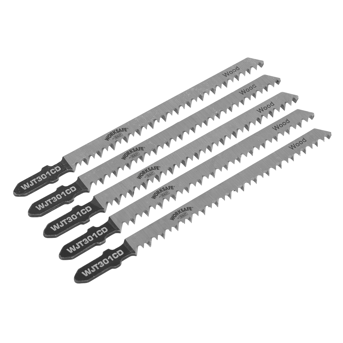 Sealey Jigsaw Blades for Wood & Plastics 90mm 8tpi Pack of 5 WJT301CD