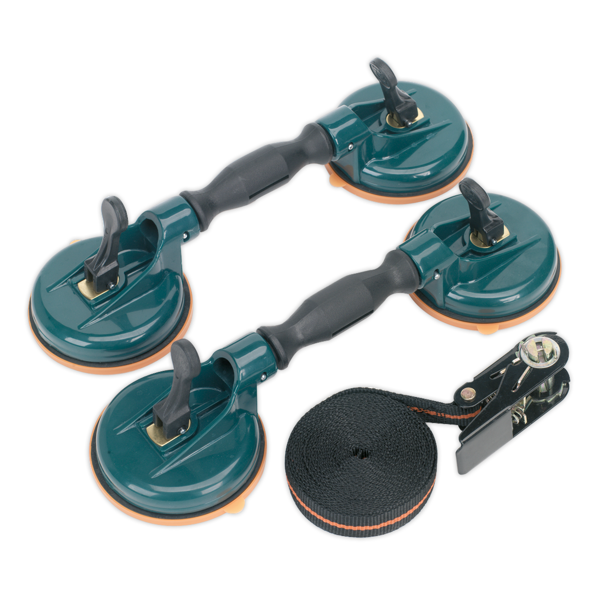 Sealey Windscreen Handling Kit 3pc with Suction Pads and Ratchet Tie Down