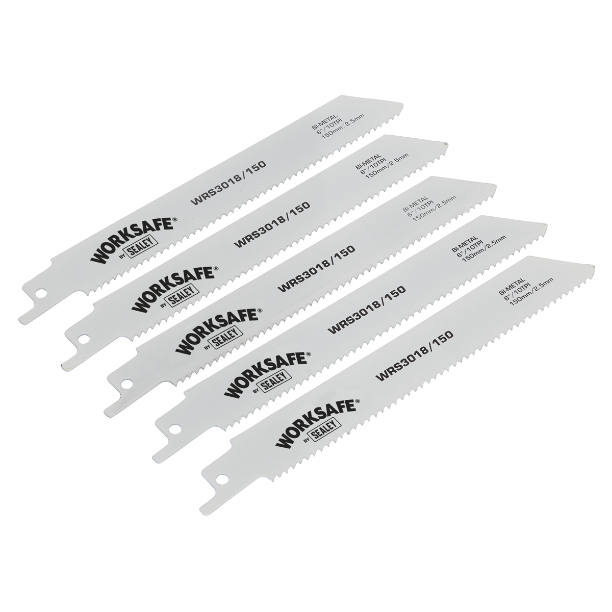 Sealey Reciprocating Saw Blades 150mm 10tpi Pack of 5 for Metal Cutting