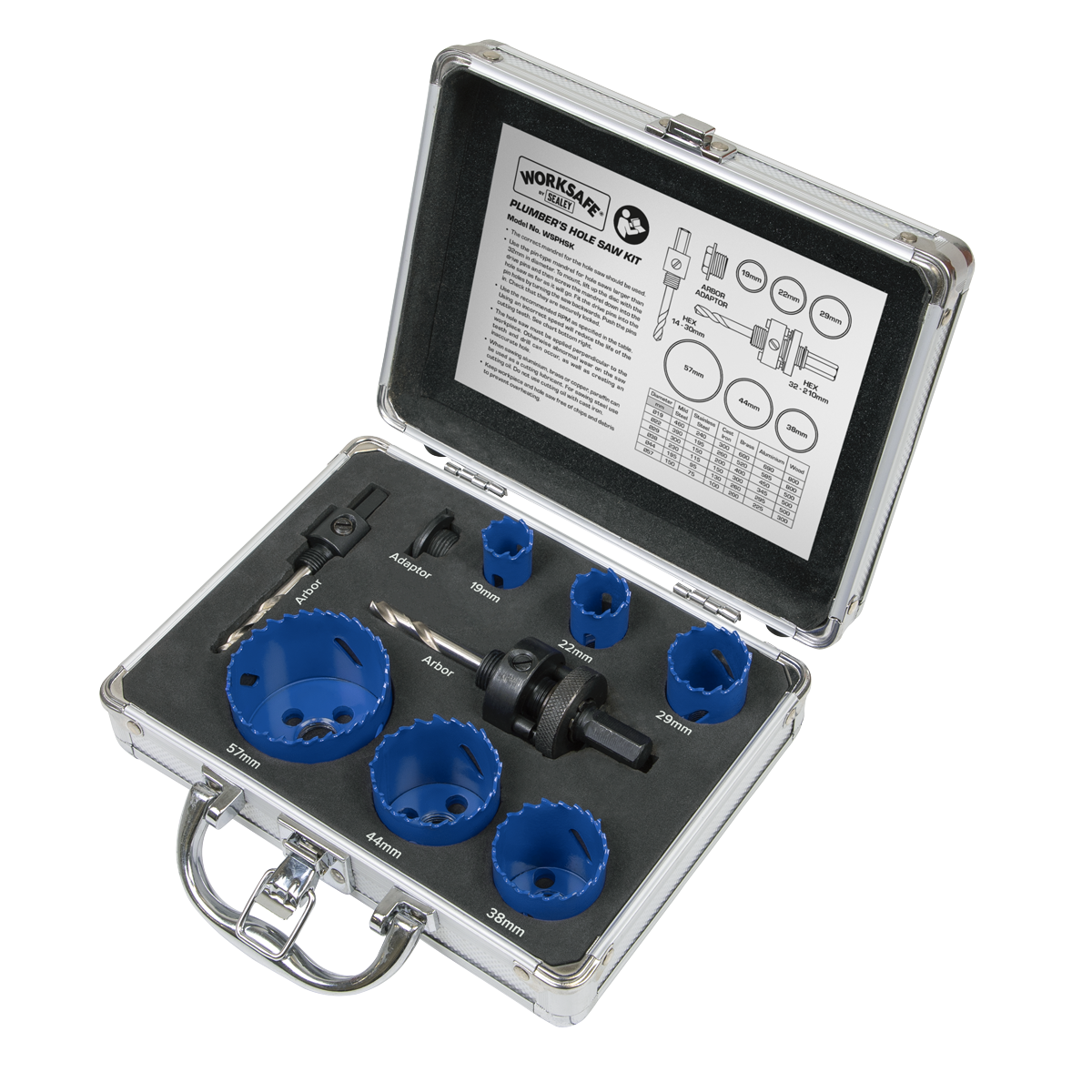 Sealey 9pc Hole Saw Kit Bi-Metal Blades with Storage Case for Plumbers