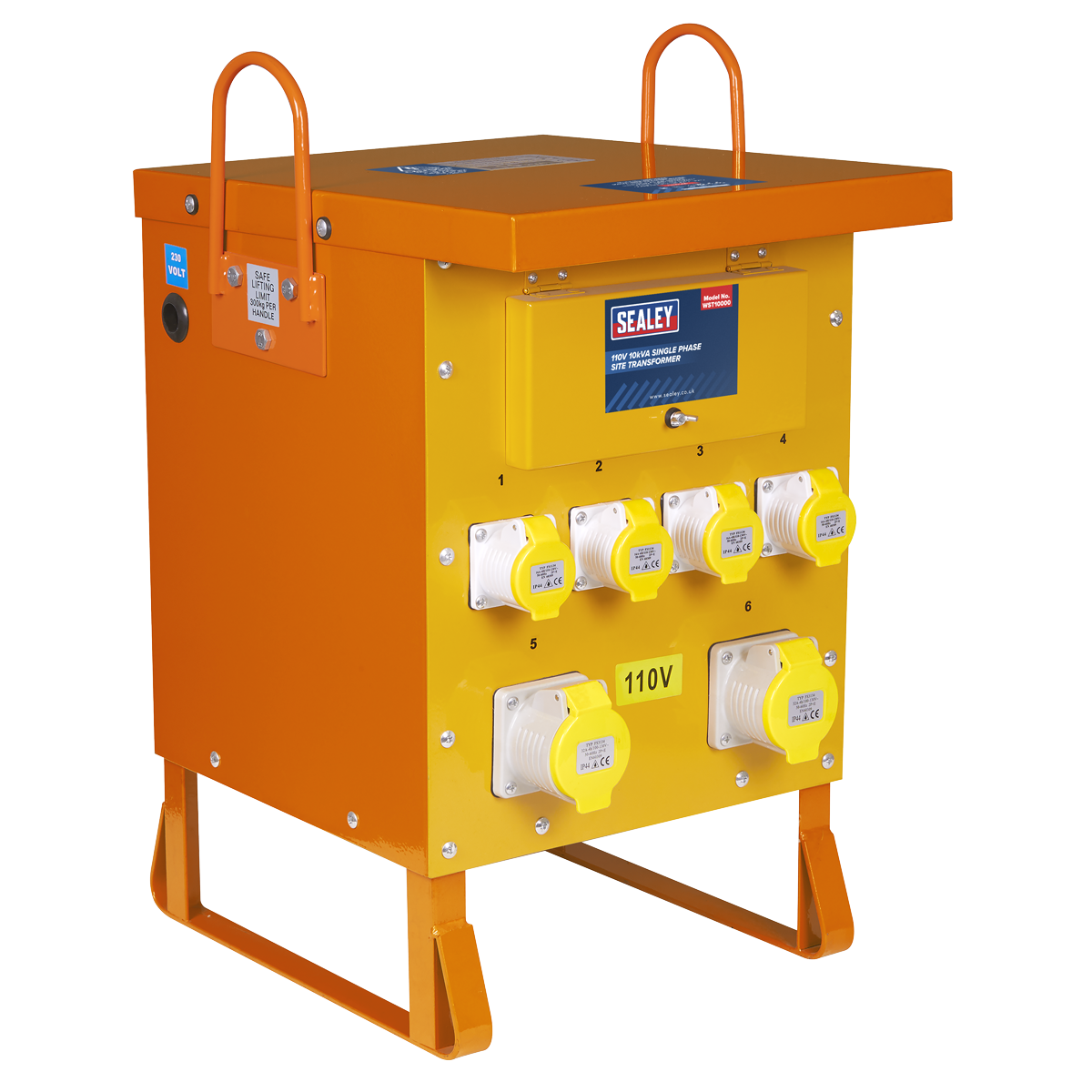 Sealey 110V 10kVA Single Phase Site Transformer with 2x32A and 4x16A Sockets