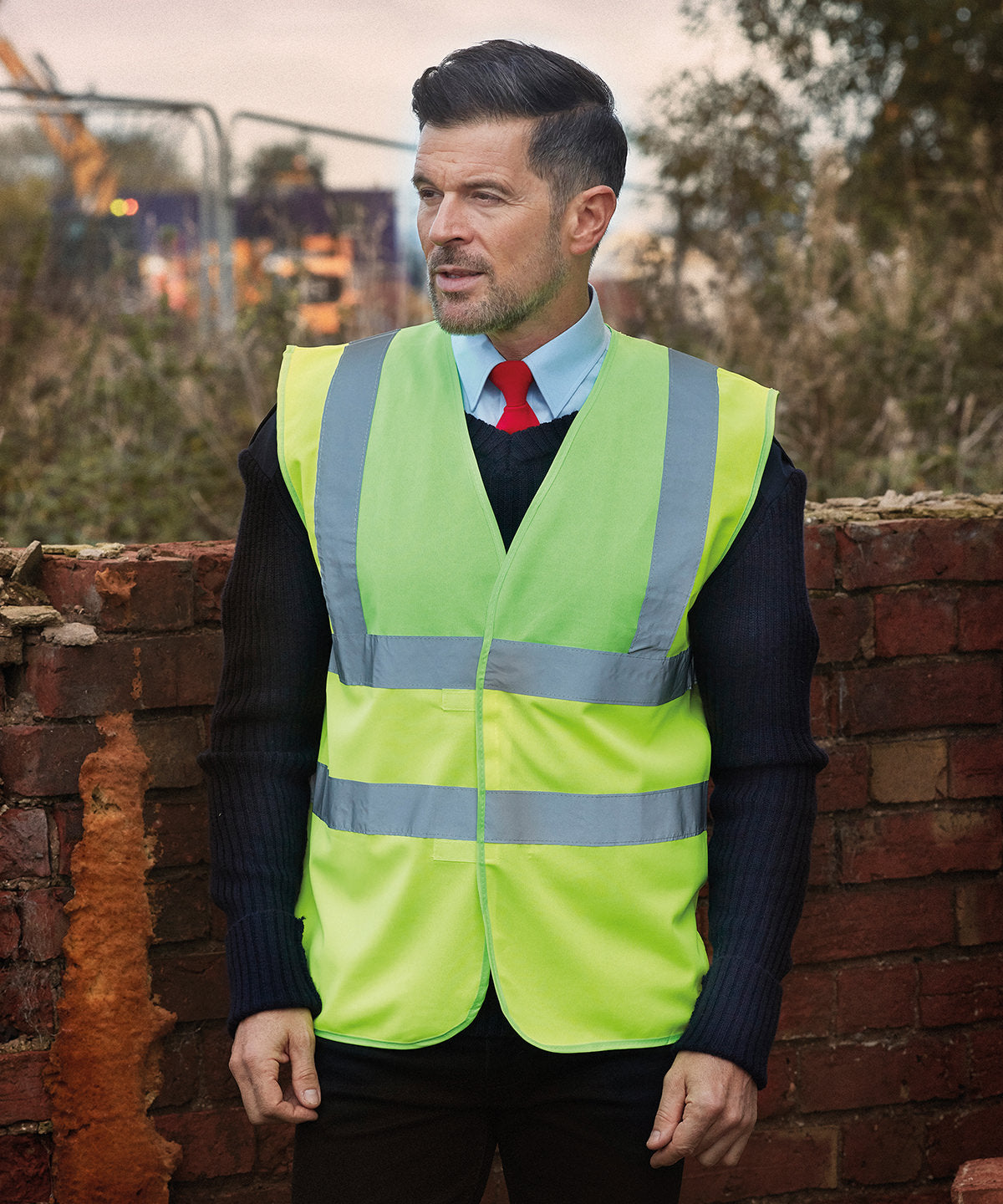 Yoko Hi-Vis 2-Band Waistcoat Lime Yellow Reflective Safety Vest EN ISO20471