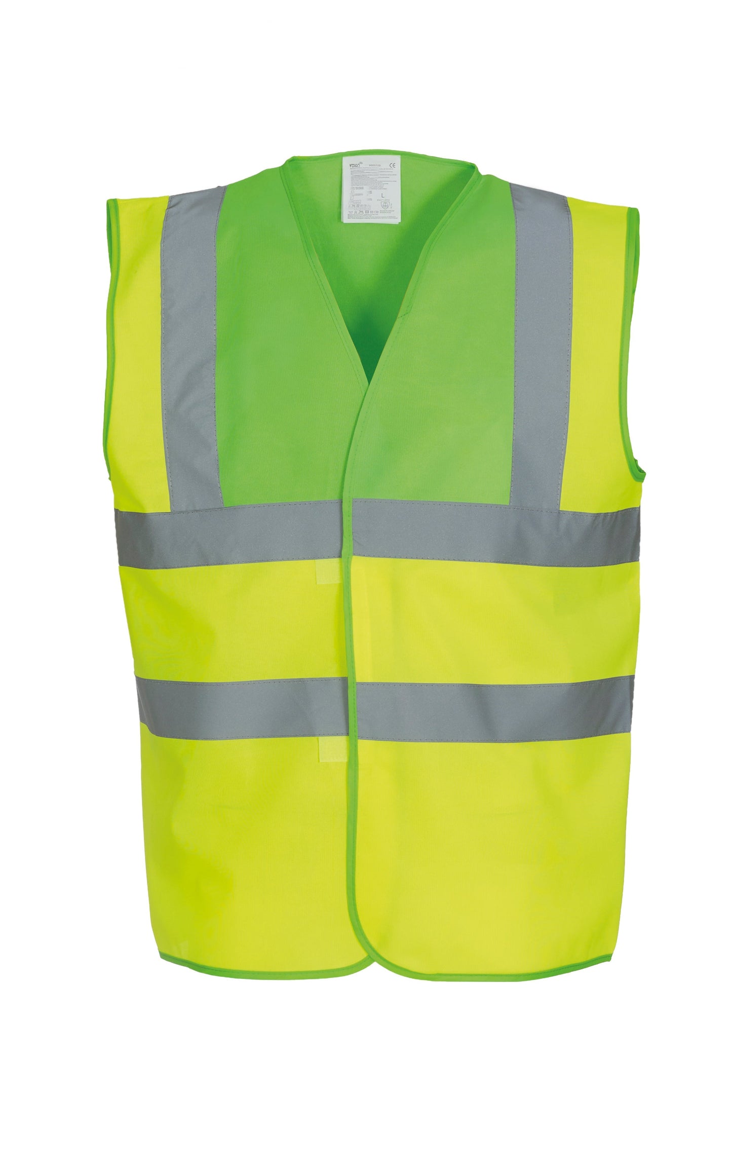 Yoko Hi-Vis 2-Band Waistcoat Lime Yellow Reflective Safety Vest EN ISO20471