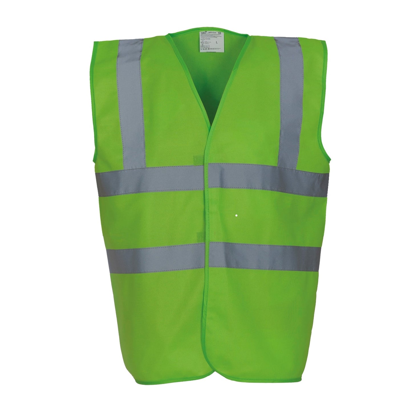 Yoko Hi-Vis Lime 2-Band Waistcoat EN ISO20471 Class 1 Reflective Safety Vest