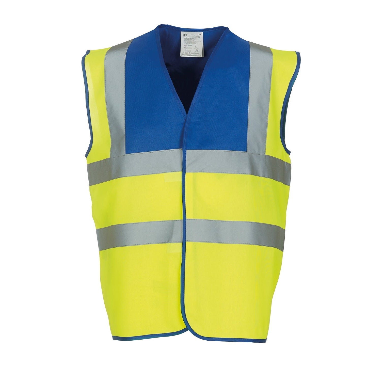Yoko Hi-Vis 2-Band Waistcoat Royal Yellow/Blue Reflective Safety Vest S-5XL