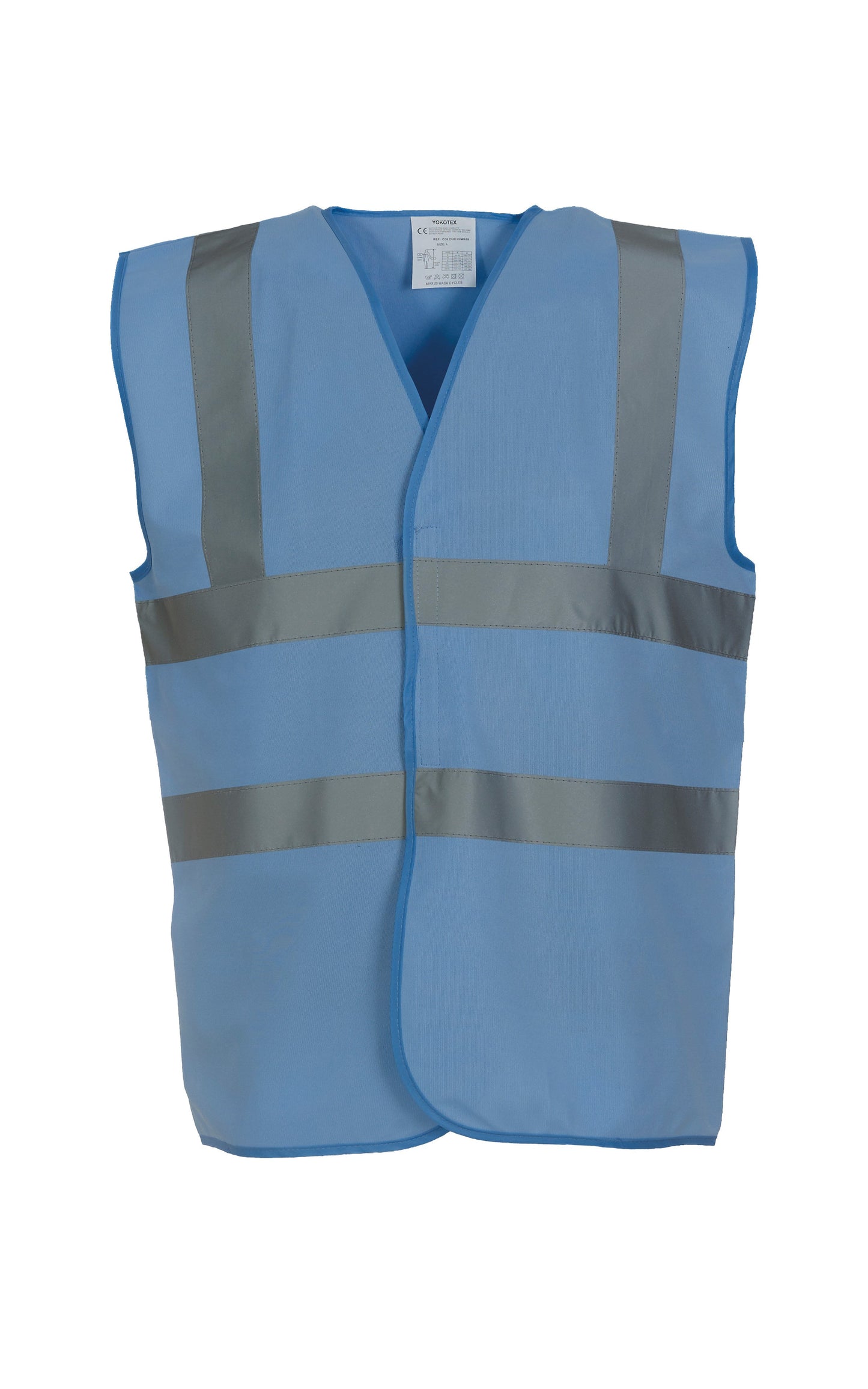 Yoko Hi-Vis 2-Band Waistcoat Sky Blue EN ISO20471 Class 1 Reflective Safety