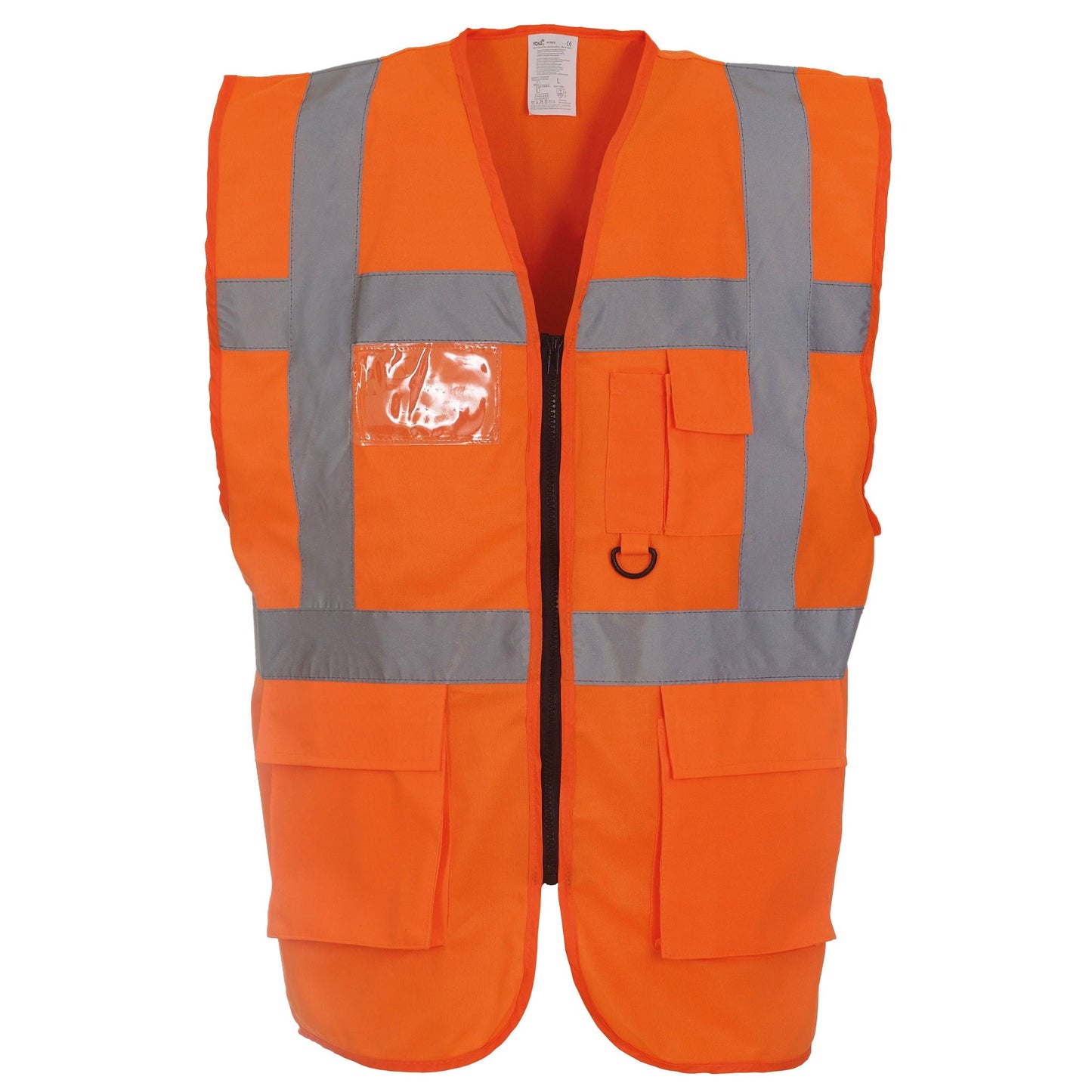 Yoko Hi-Vis Executive Waistcoat Orange Multi-Functional with Pockets & ID Holder