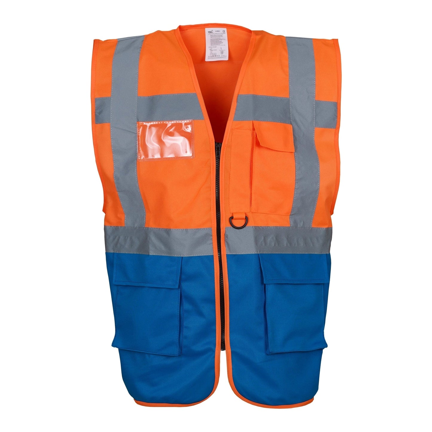 Yoko Hi-Vis Executive Waistcoat Orange/Royal Blue Multi-Functional 26 Colours