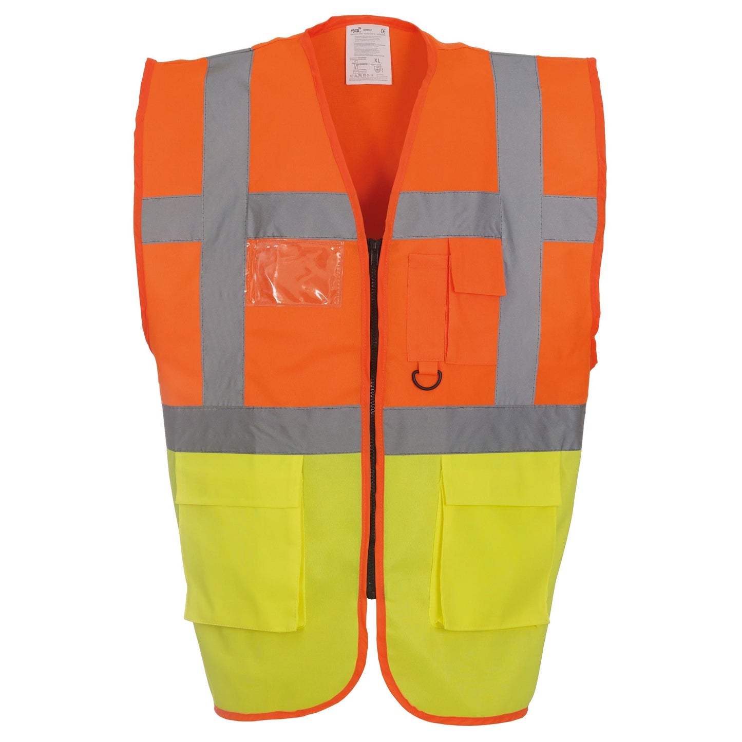 Yoko Hi-Vis Executive Waistcoat Orange/Yellow Multi-Functional with Pockets