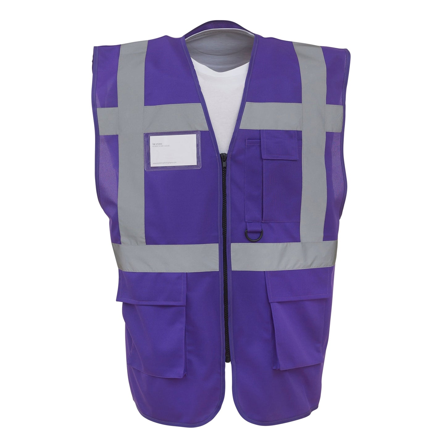 Yoko Hi-Vis Executive Waistcoat Purple Multi-Functional with Pockets