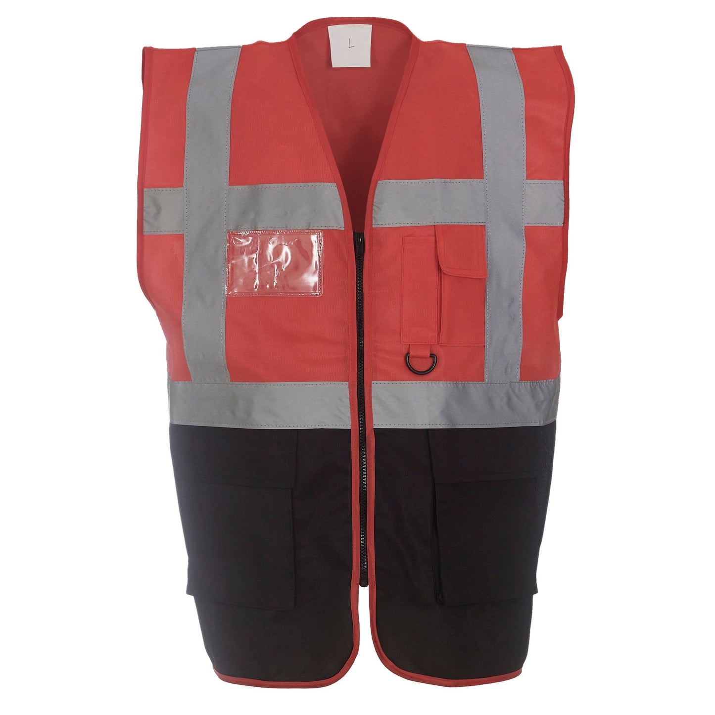 Yoko Hi-Vis Executive Waistcoat Red/Black Multi-Functional with Pockets