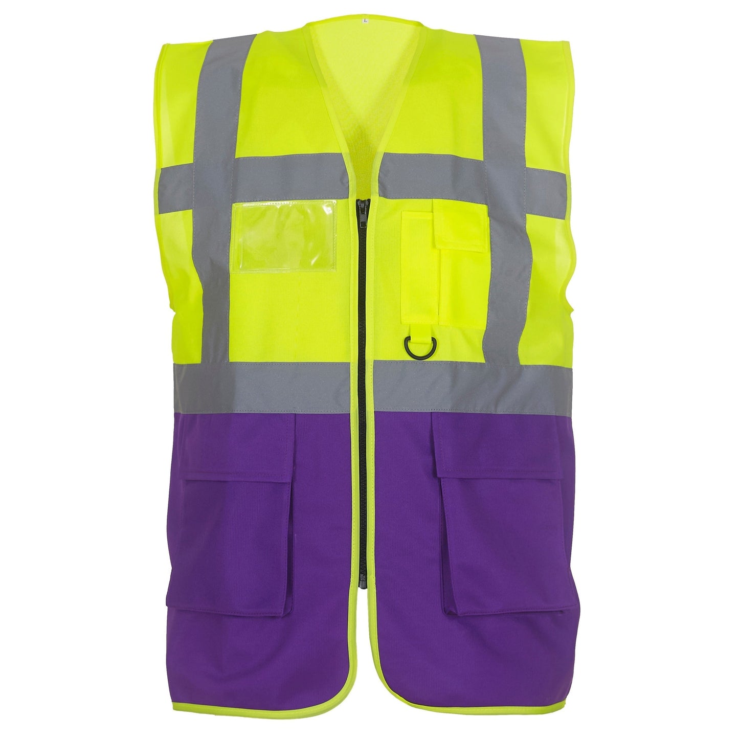 Yoko Hi-Vis Executive Waistcoat Yellow/Purple Multi-Functional with Pockets
