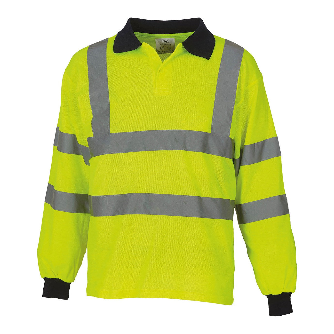 Yoko Hi-Vis Long Sleeve Polo Shirt EN ISO20471 Class 2 Reflective Safety Wear