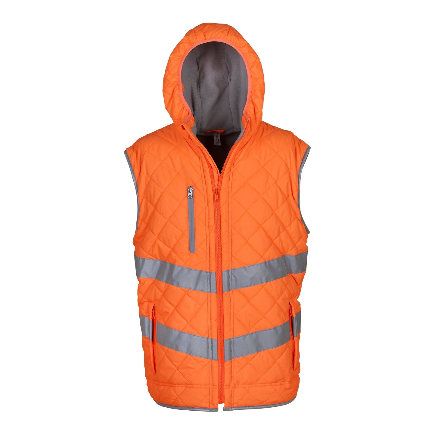 Yoko Hi-Vis Kensington Hooded Gilet EN ISO 20471 Class 2 Safety Jacket