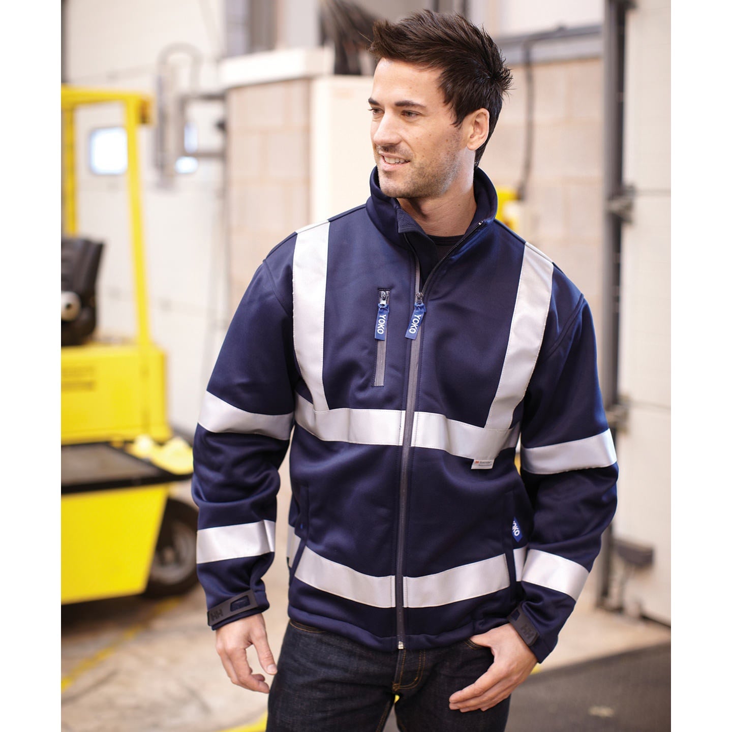 Yoko Hi-Vis Softshell Jacket Waterproof Breathable Workwear EN ISO20471 Class 3