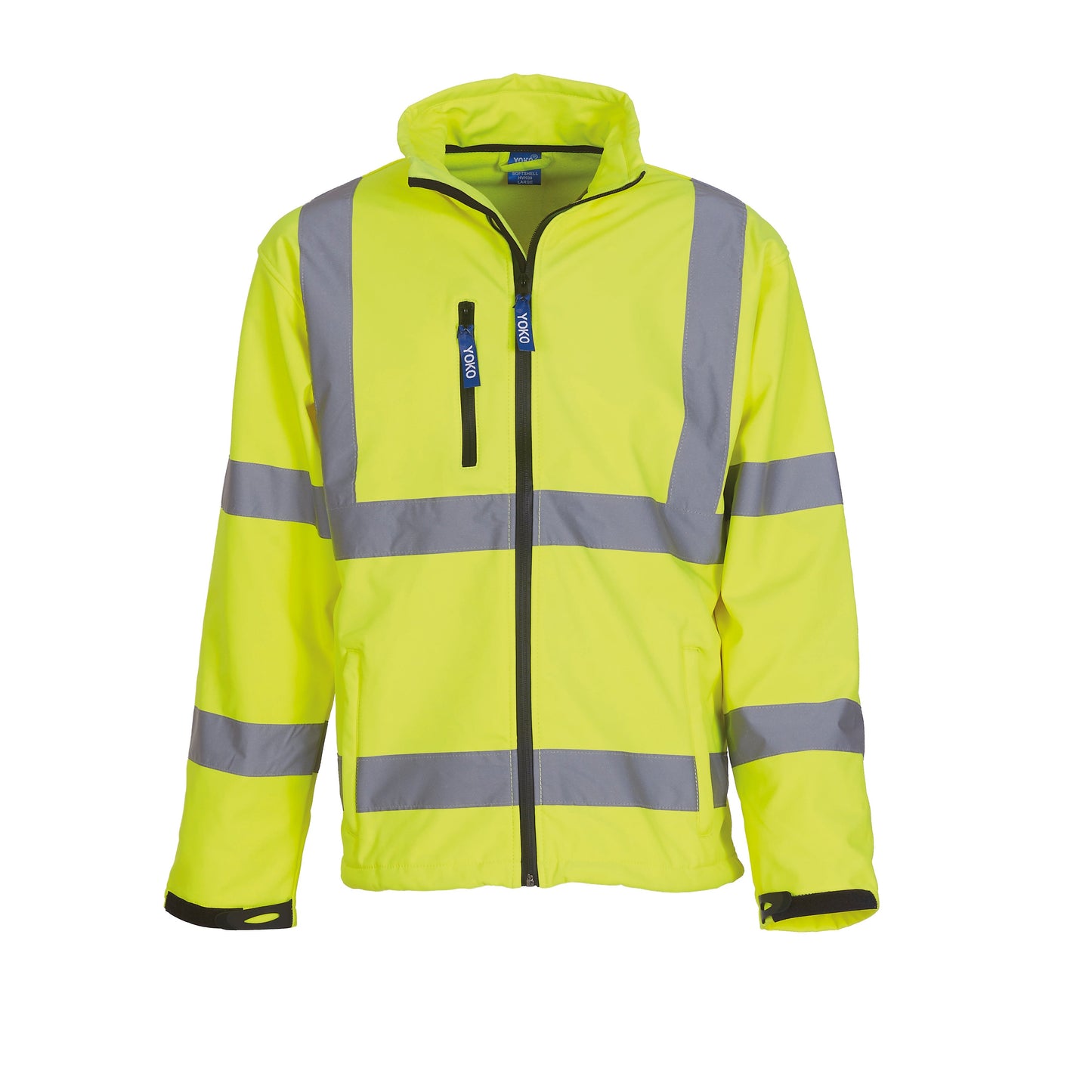 Yoko Hi-Vis Softshell Jacket Waterproof Breathable Workwear EN ISO20471 Class 3