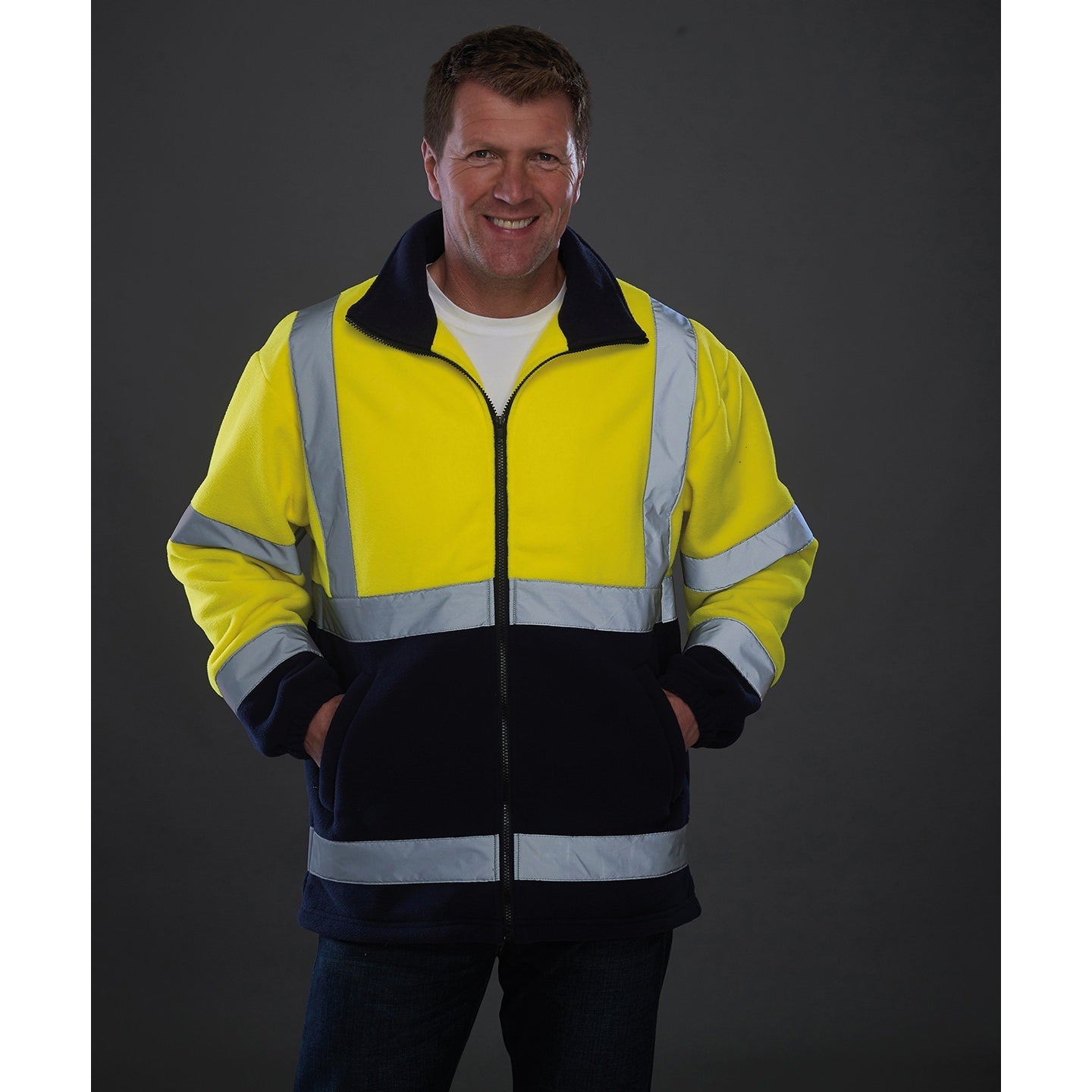 Yoko Hi-Vis Heavyweight Fleece Jacket Class 3 with Reflective Tapes, Thermal