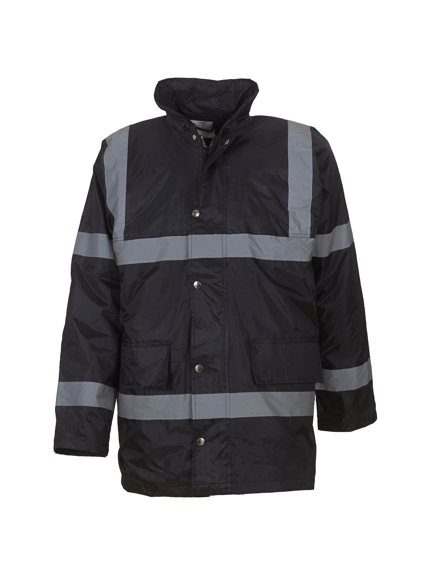 Yoko Hi-Vis Waterproof Security Jacket with Hood, Windproof & Warm Padding