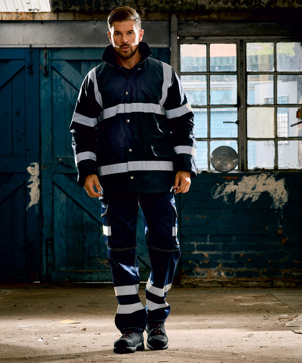 Yoko Hi-Vis Waterproof Security Jacket with Hood, Windproof & Warm Padding