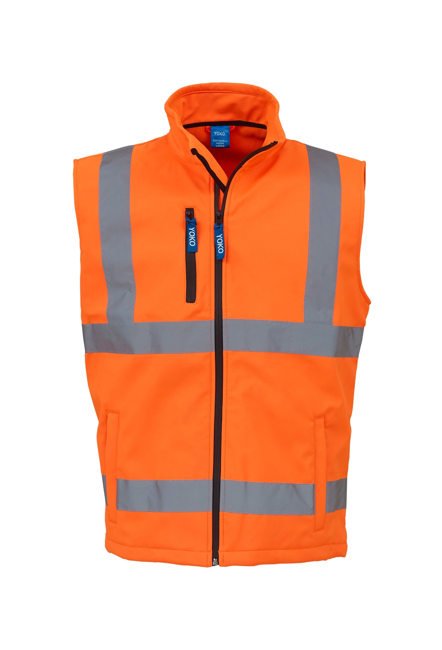 Yoko Hi-Vis Softshell Gilet Waterproof Fleece Lined Workwear Cycling Dog Walking