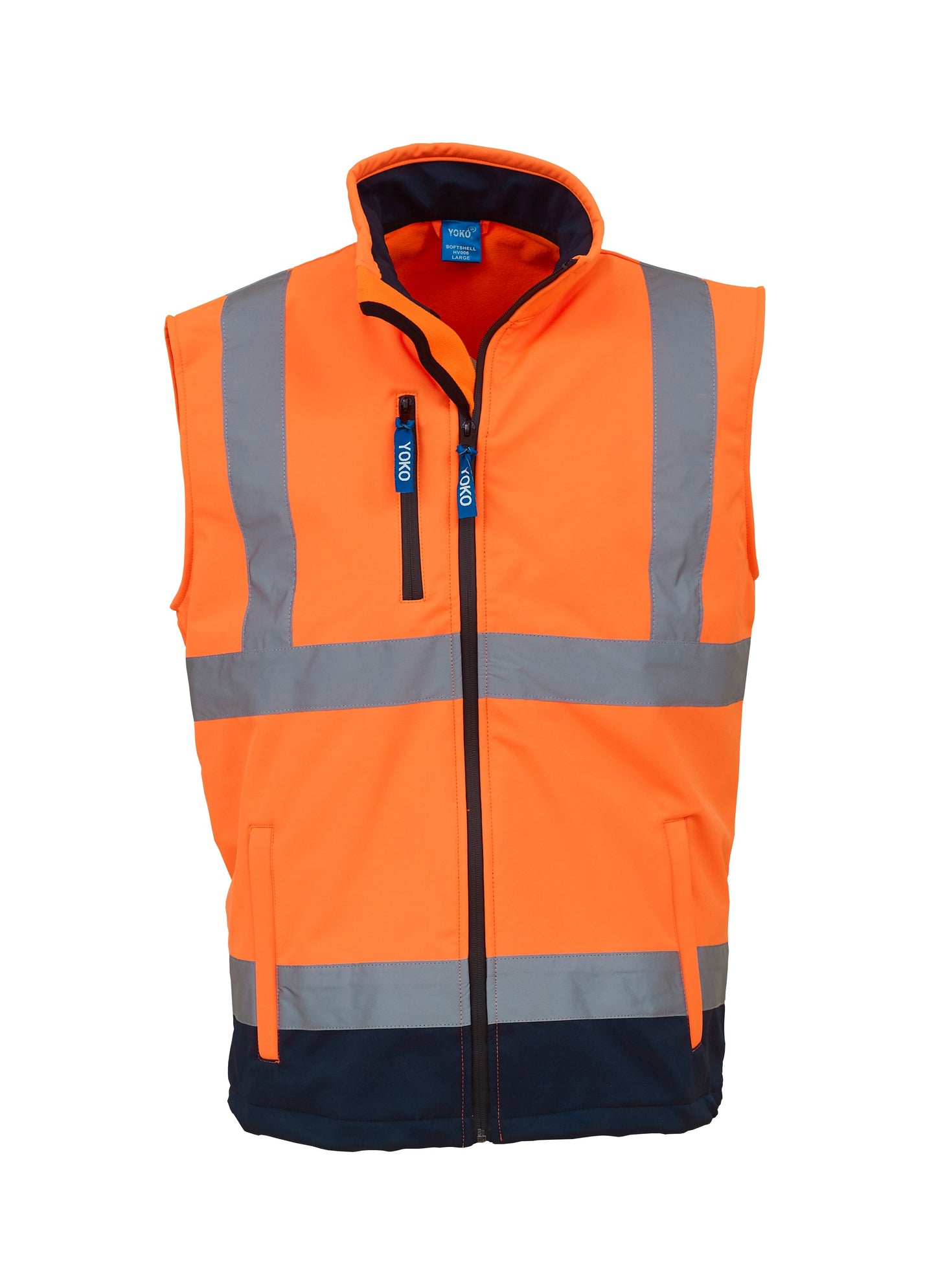 Yoko Hi-Vis Softshell Gilet Waterproof Fleece Lined Workwear Cycling Dog Walking