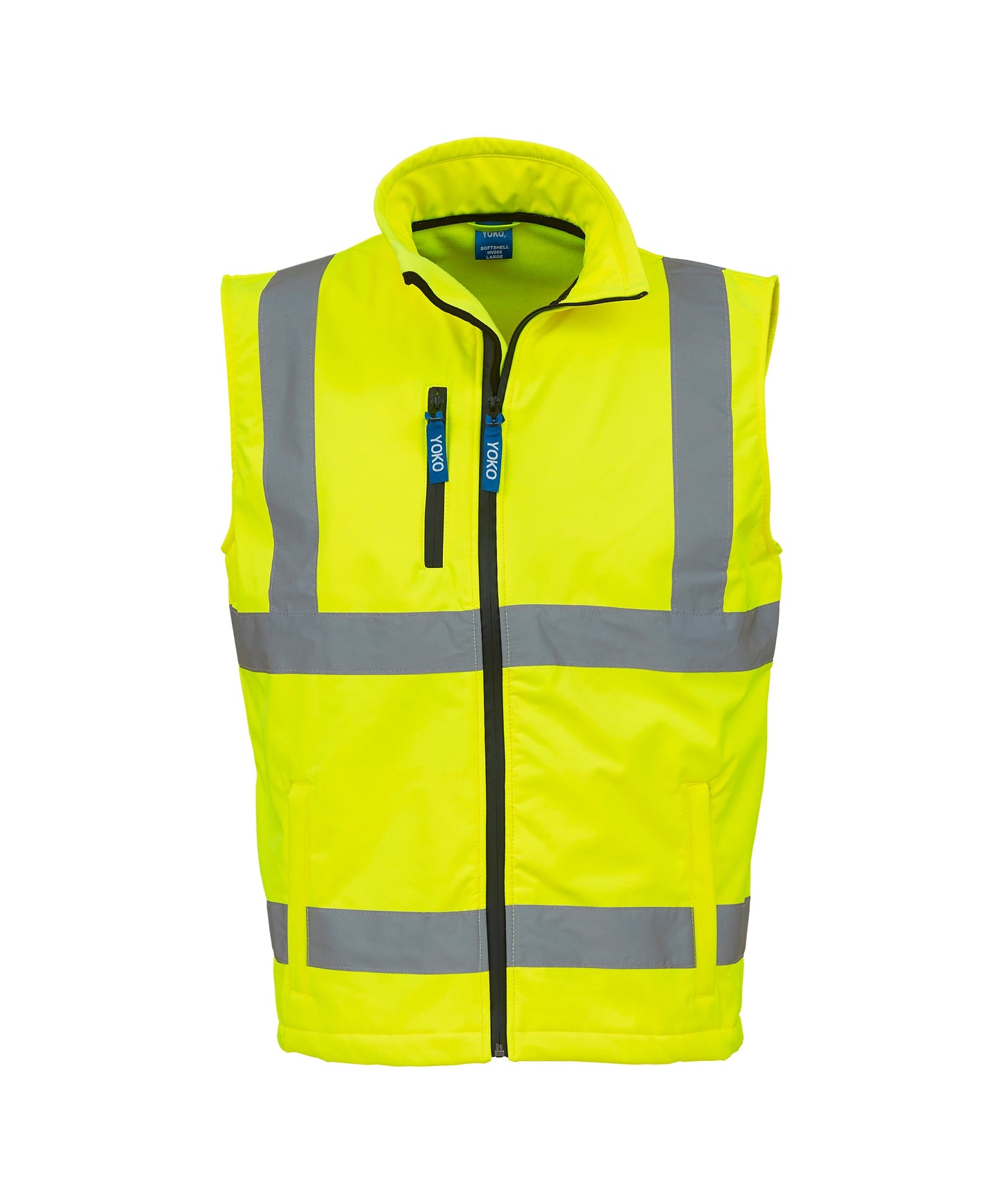 Yoko Hi-Vis Softshell Gilet Waterproof Fleece Lined Workwear Cycling Dog Walking