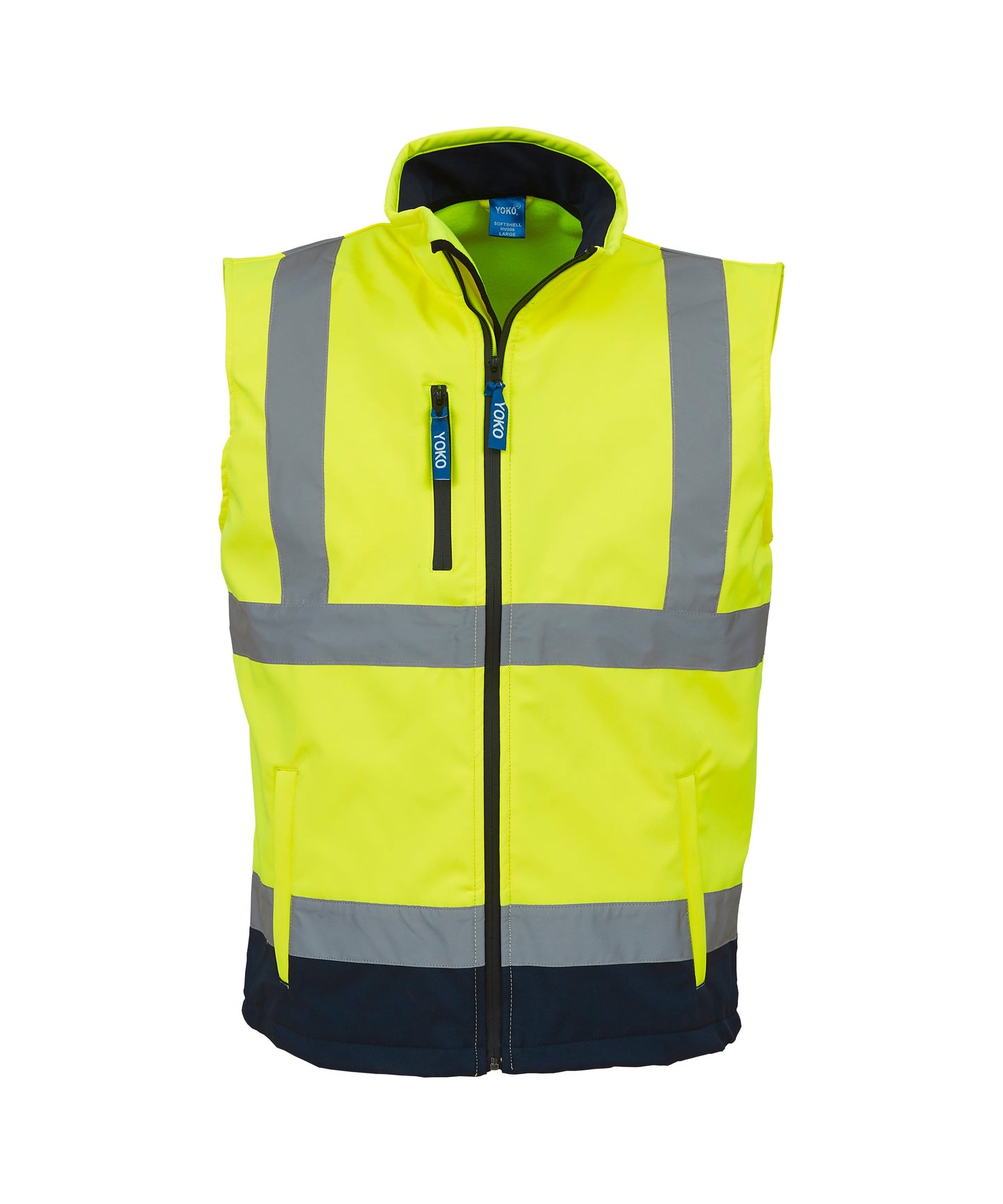 Yoko Hi-Vis Softshell Gilet Waterproof Fleece Lined Workwear Cycling Dog Walking