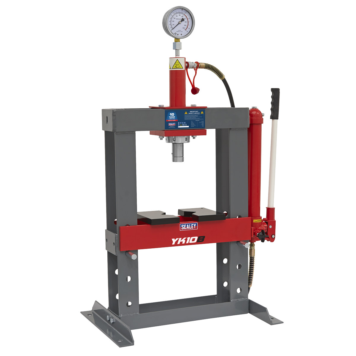 Sealey 10 Tonne Hydraulic Bench Press with Pressure Gauge and Table Plates