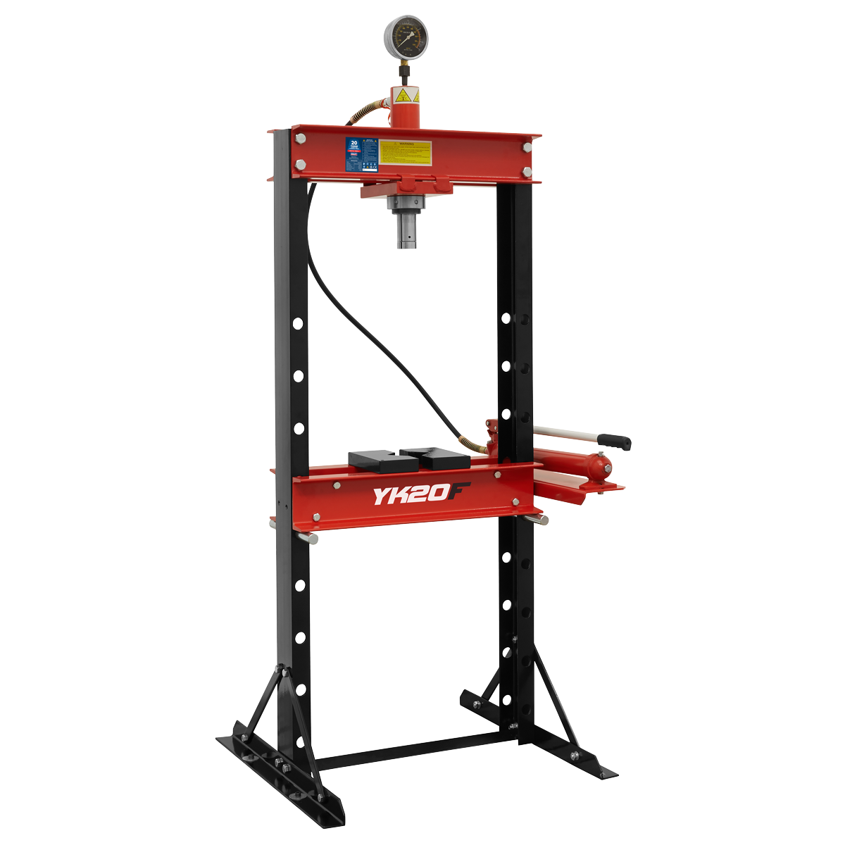 Sealey 20 Tonne Hydraulic Press YK20F Floor Type with Gauge & V-Blocks