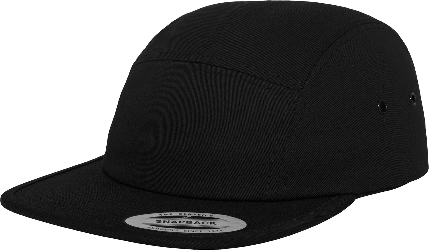 Flexfit Yupoong Classic 5-Panel Jockey Cap Adjustable Cotton Black Clip Closure