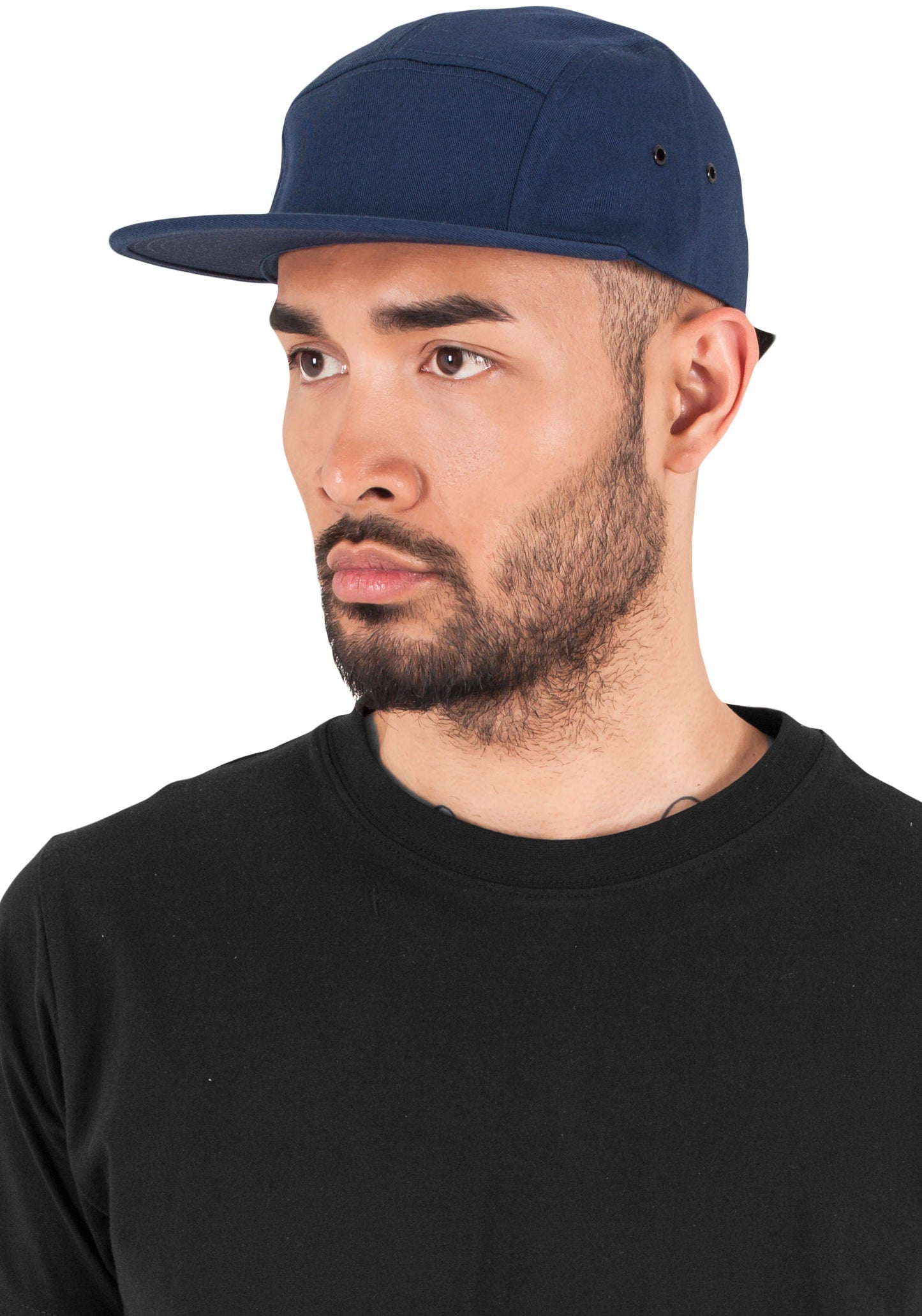 Flexfit Yupoong Classic 5-Panel Jockey Cap Adjustable Cotton Black Clip Closure