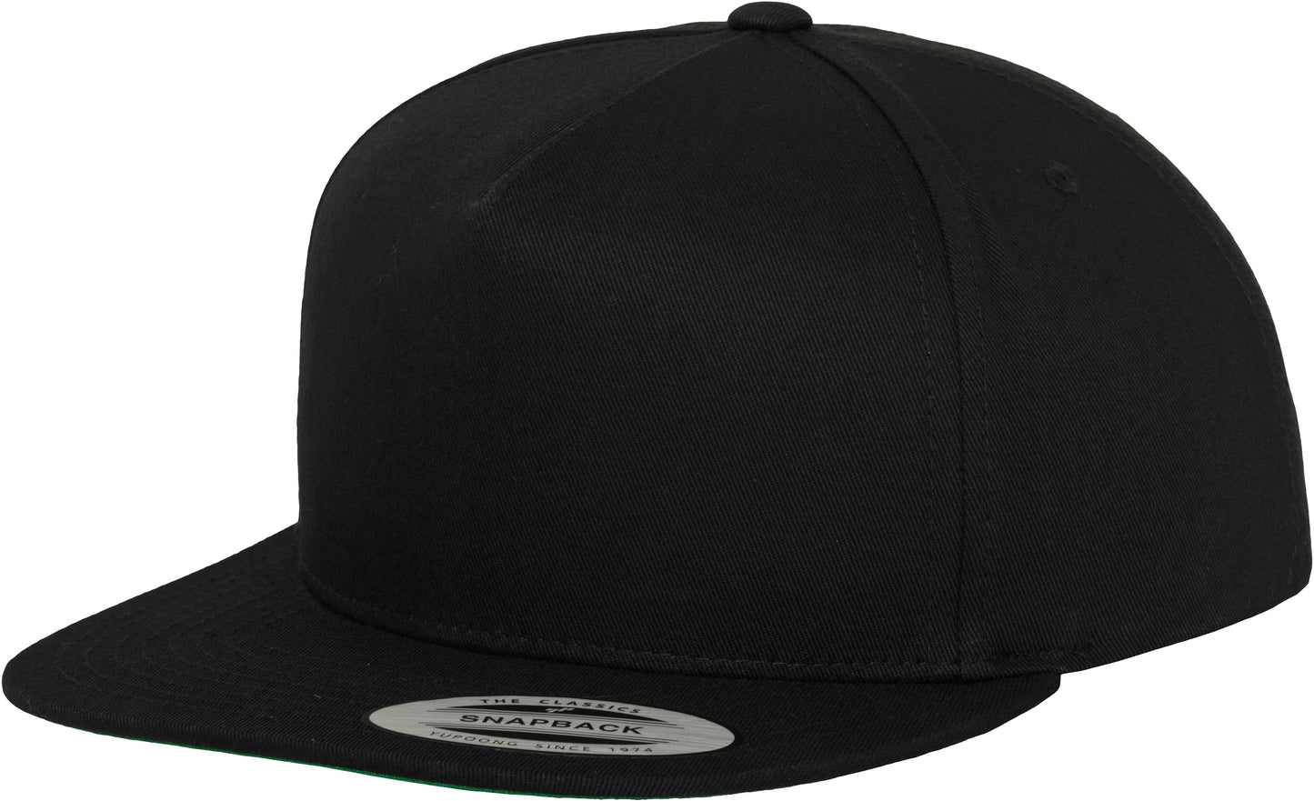 Flexfit Yupoong Classic 5-Panel Snapback Hat Green Undervisor Cotton Twill