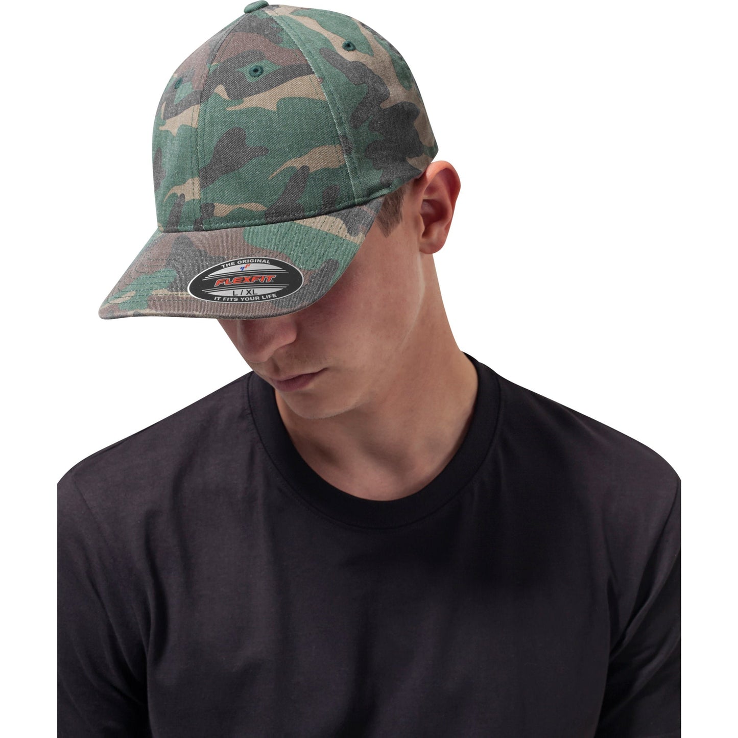 Flexfit Yupoong Garment Washed Camo Snapback Cap Soft Buckram S/M L/XL