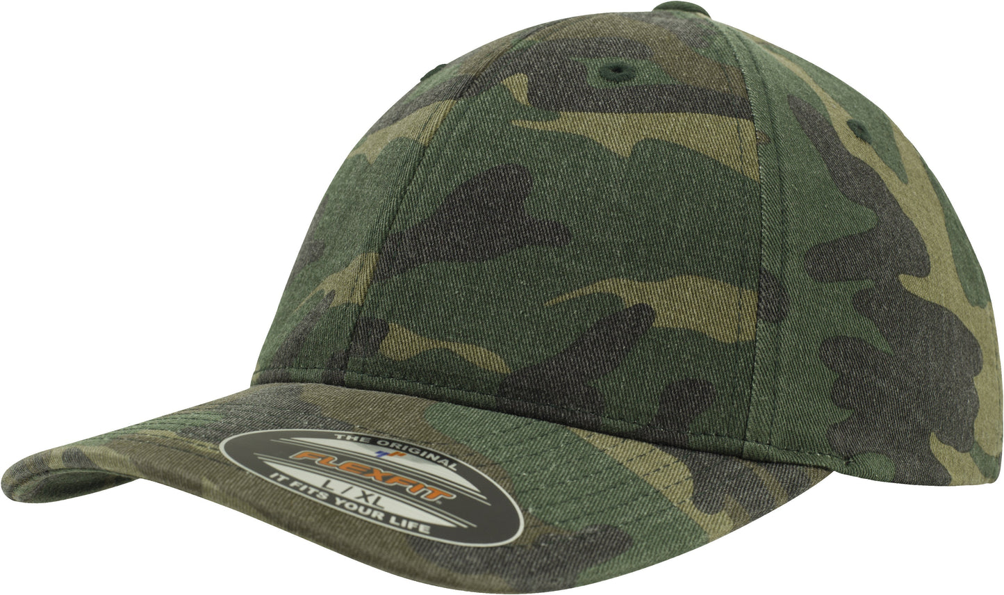 Flexfit Yupoong Garment Washed Camo Snapback Cap Soft Buckram S/M L/XL