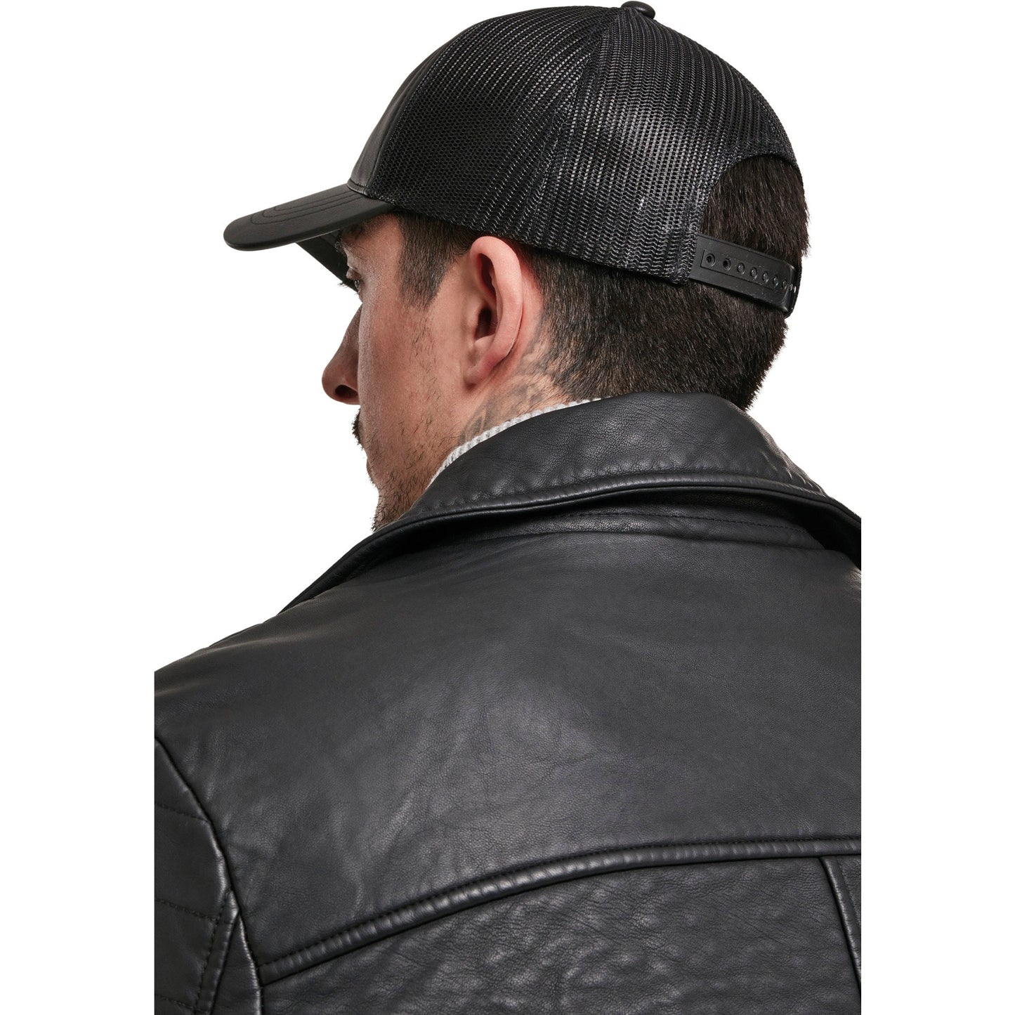 Flexfit Yupoong Leather Trucker Cap Soft Leather Look Mesh Back Adjustable