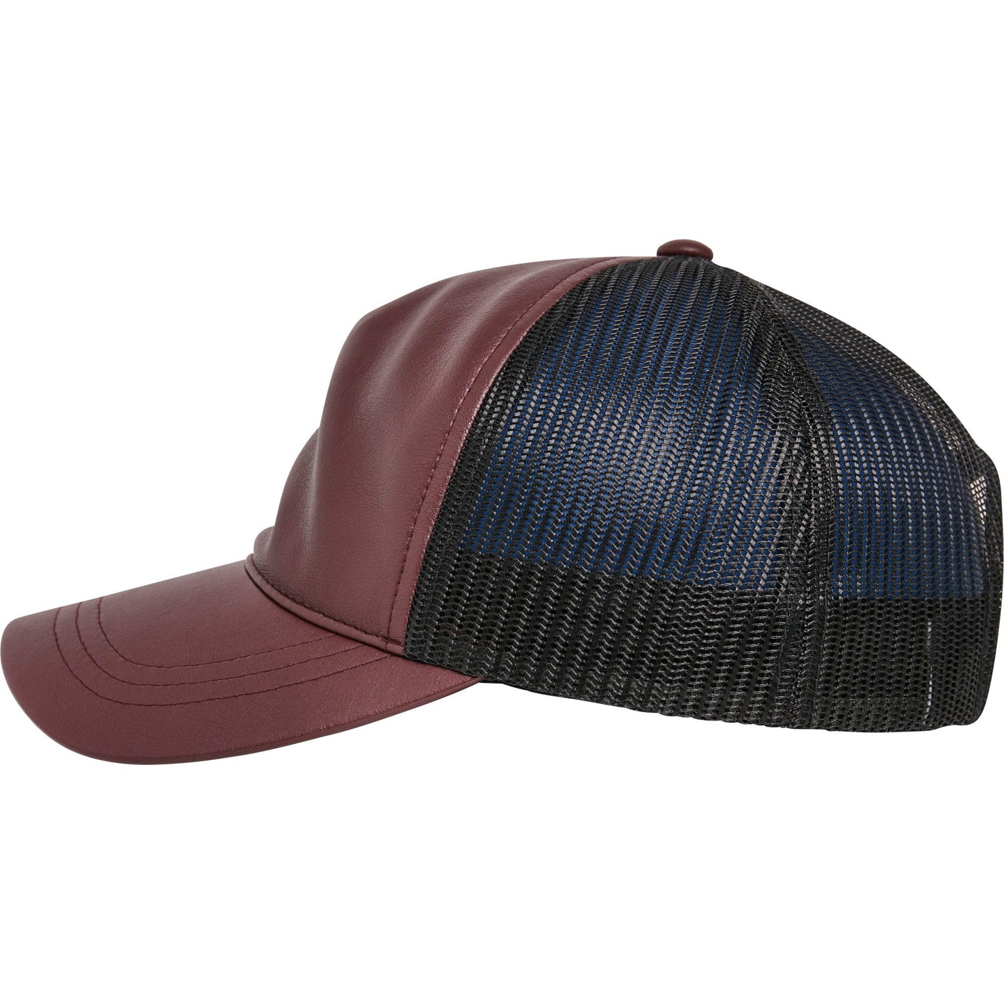 Flexfit Yupoong Leather Trucker Cap Soft Leather Look Mesh Back Adjustable