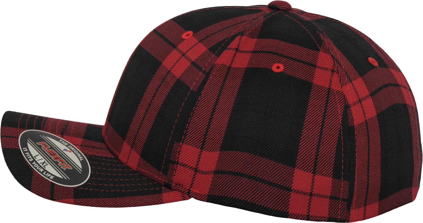 Flexfit By Yupoong Tartan Plaid Cap Hard Buckram Silver Undervisor S/M L/XL